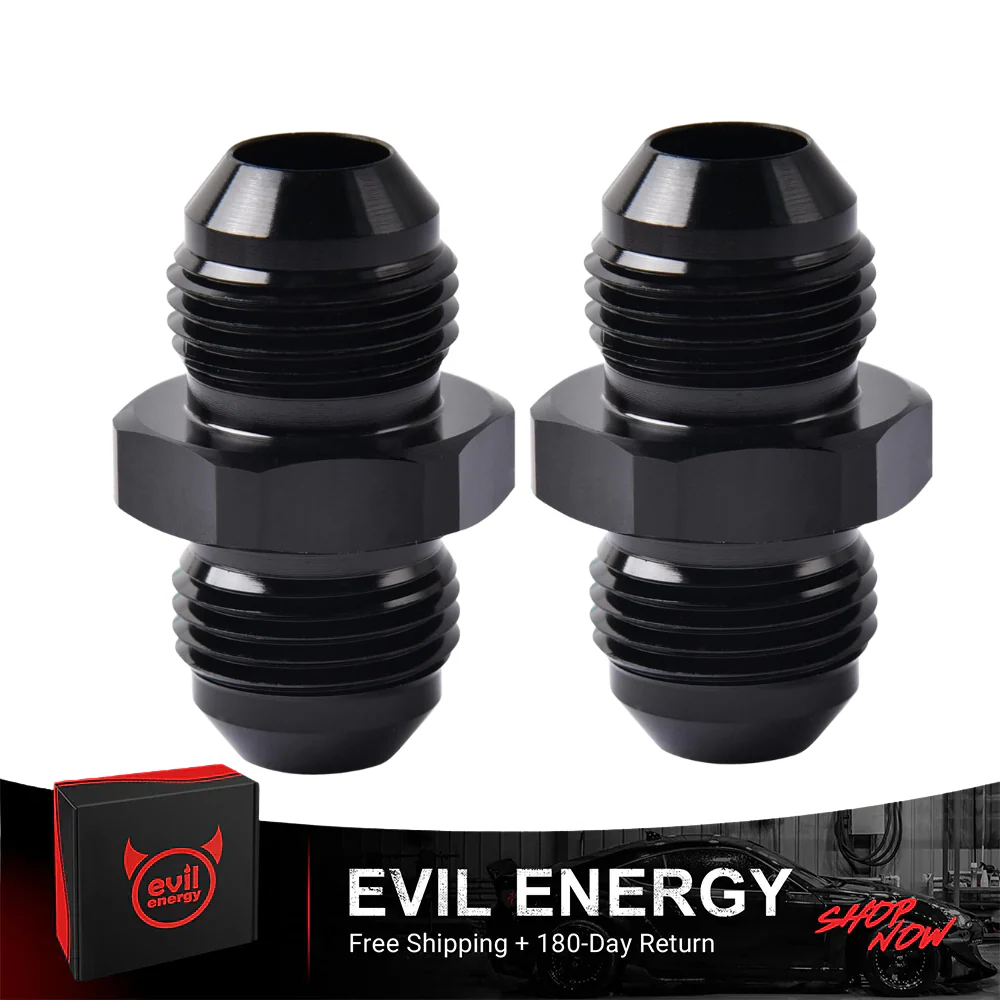 EVIL ENERGY AN Male to AN Male Flare Coupler Union Straight Fuel Hose Adapter Fitting Black - Image 24