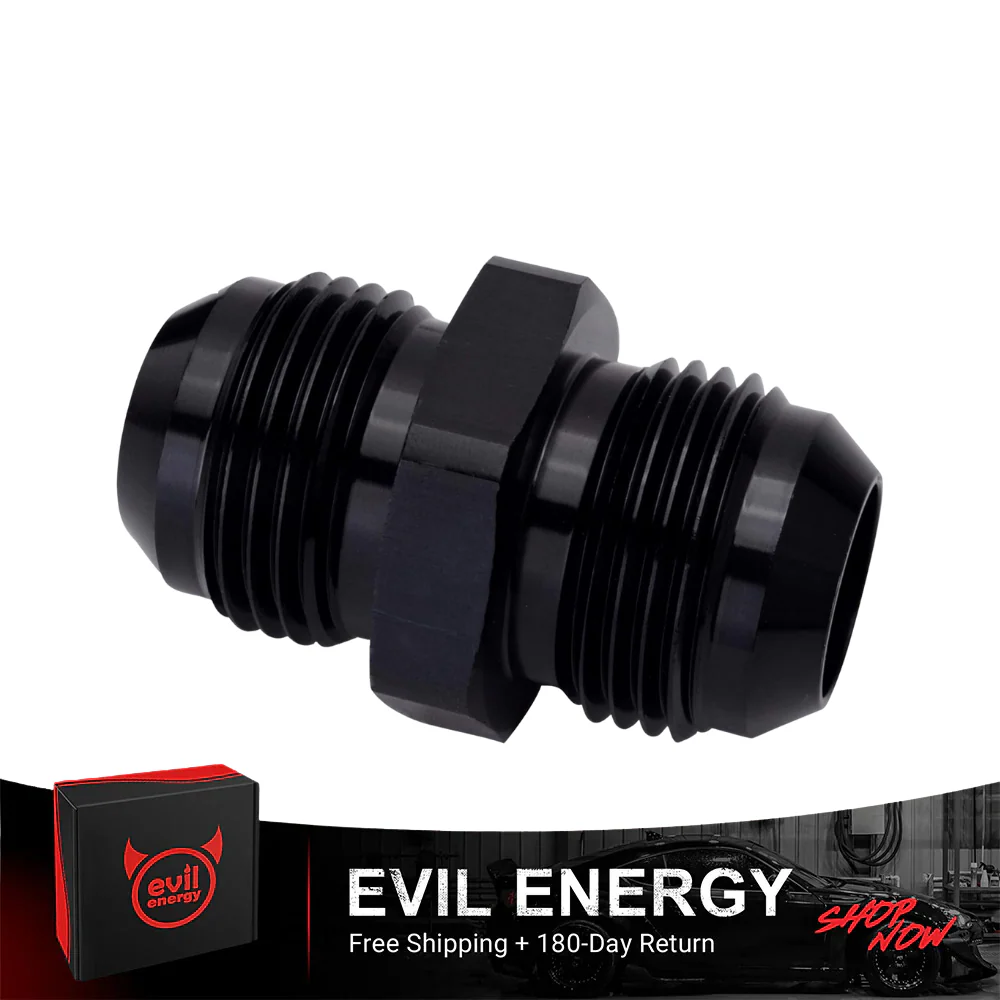 EVIL ENERGY AN Male to AN Male Flare Coupler Union Straight Fuel Hose Adapter Fitting Black - Image 25