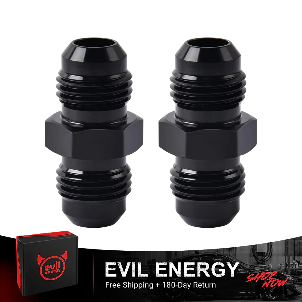 EVIL ENERGY AN Male to AN Male Flare Coupler Union Straight Fuel Hose Adapter Fitting Black - Image 26