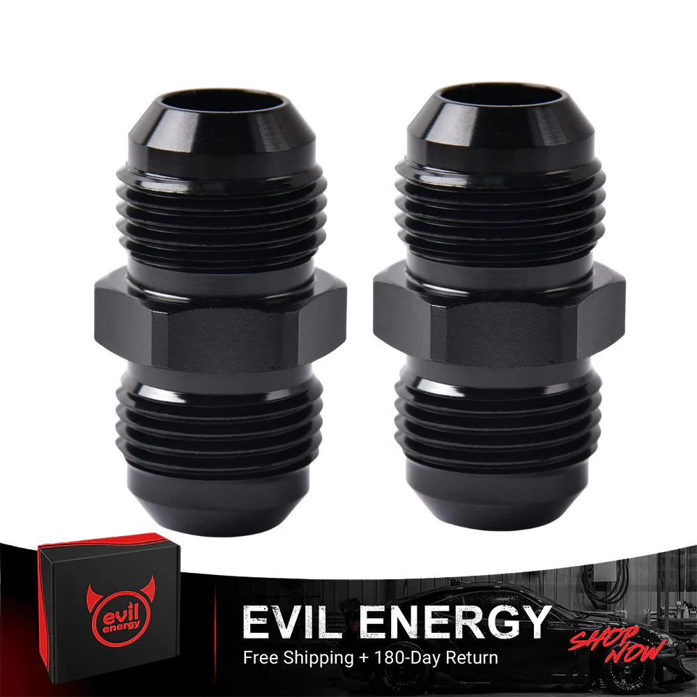 EVIL ENERGY AN Male to AN Male Flare Coupler Union Straight Fuel Hose Adapter Fitting Black - Image 27