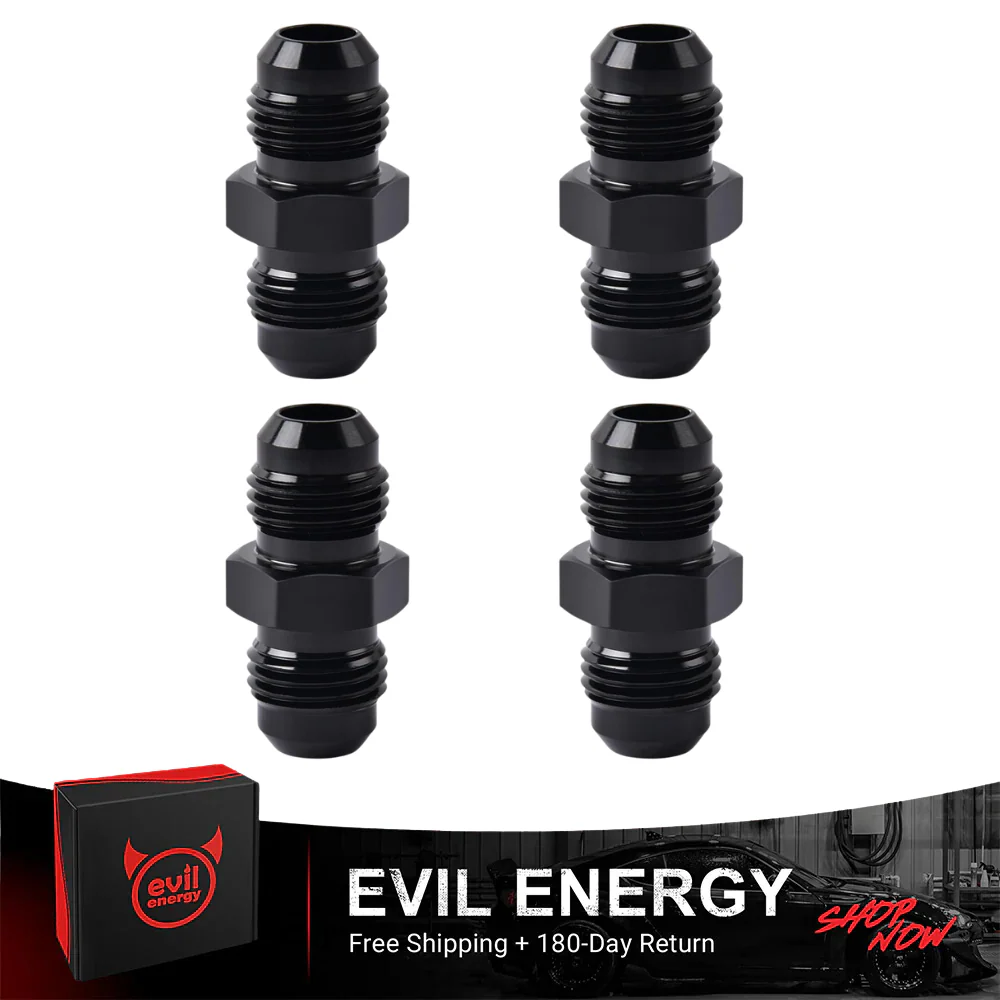 EVIL ENERGY AN Male to AN Male Flare Coupler Union Straight Fuel Hose Adapter Fitting Black - Image 29