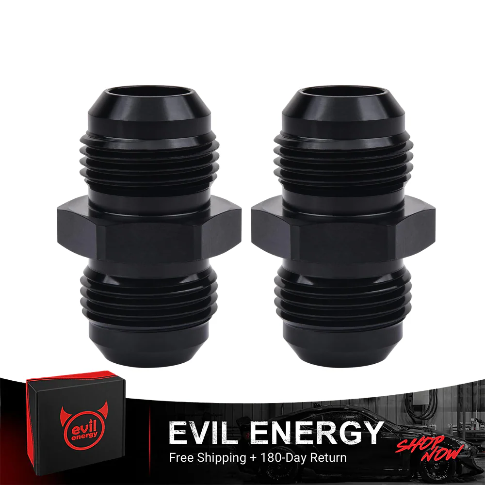 EVIL ENERGY AN Male to AN Male Flare Coupler Union Straight Fuel Hose Adapter Fitting Black - Image 3