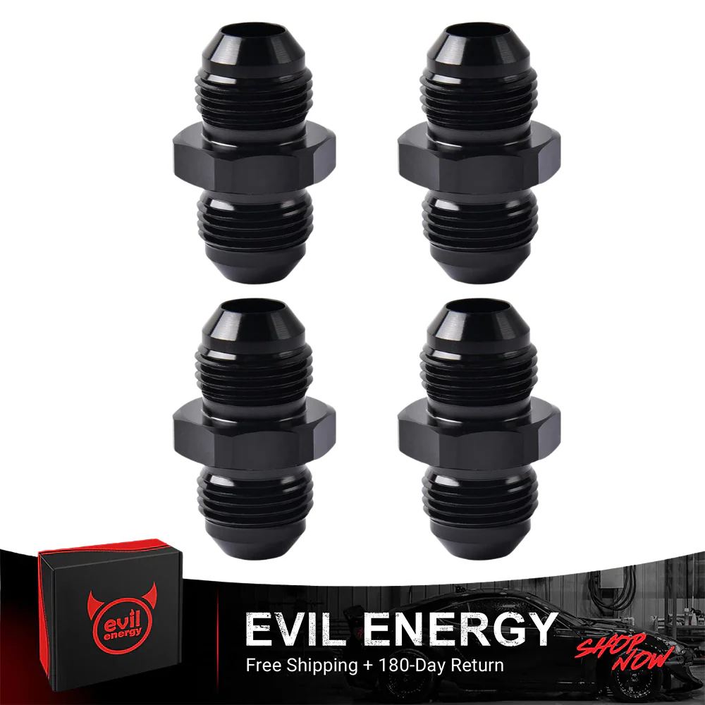 EVIL ENERGY AN Male to AN Male Flare Coupler Union Straight Fuel Hose Adapter Fitting Black - Image 30