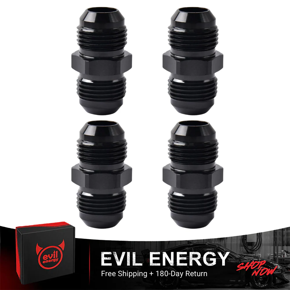 EVIL ENERGY AN Male to AN Male Flare Coupler Union Straight Fuel Hose Adapter Fitting Black - Image 31