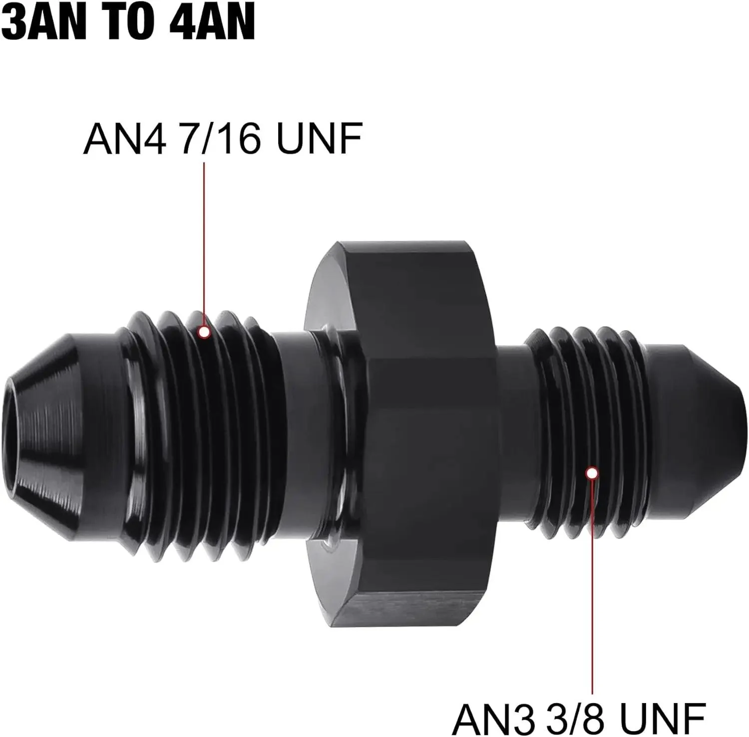 EVIL ENERGY AN Male to AN Male Flare Coupler Union Straight Fuel Hose Adapter Fitting Black - Image 32