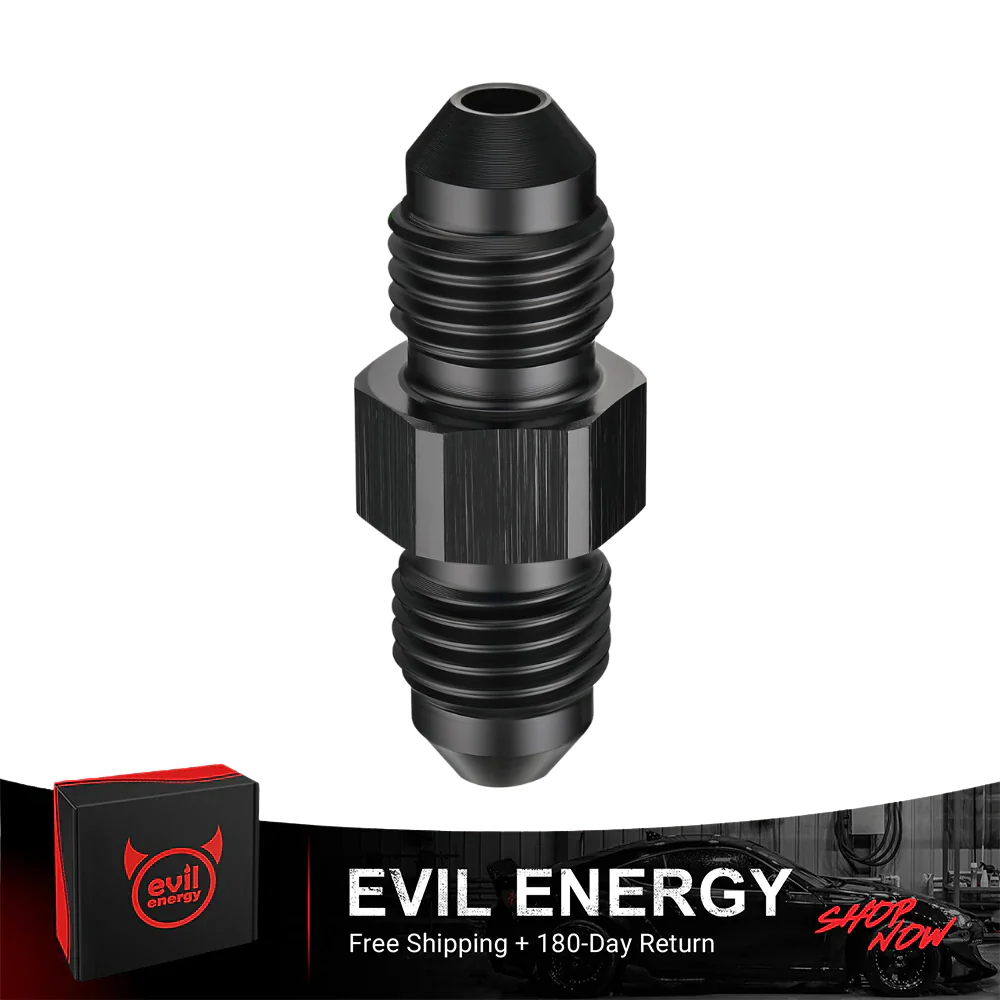 EVIL ENERGY AN Male to AN Male Flare Coupler Union Straight Fuel Hose Adapter Fitting Black - Image 4