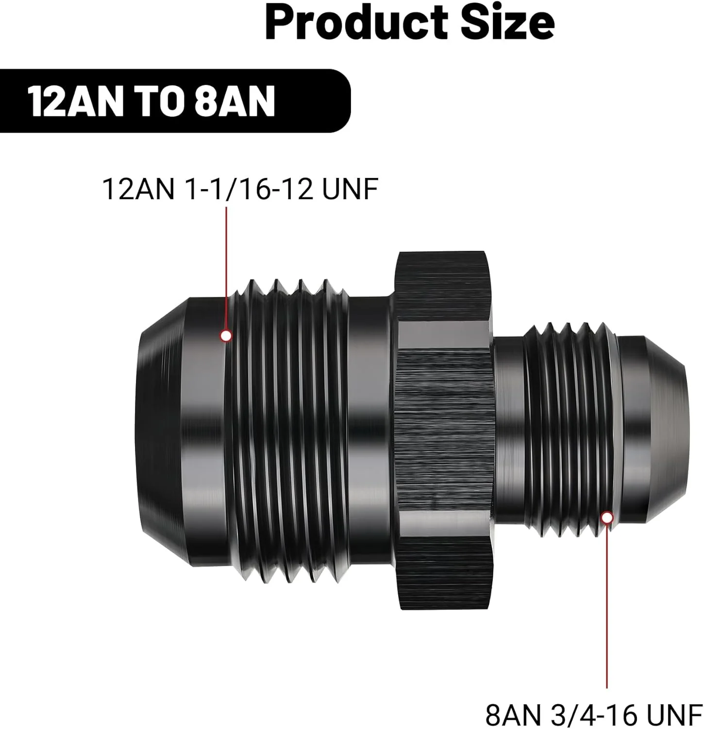 EVIL ENERGY AN Male to AN Male Flare Coupler Union Straight Fuel Hose Adapter Fitting Black - Image 43