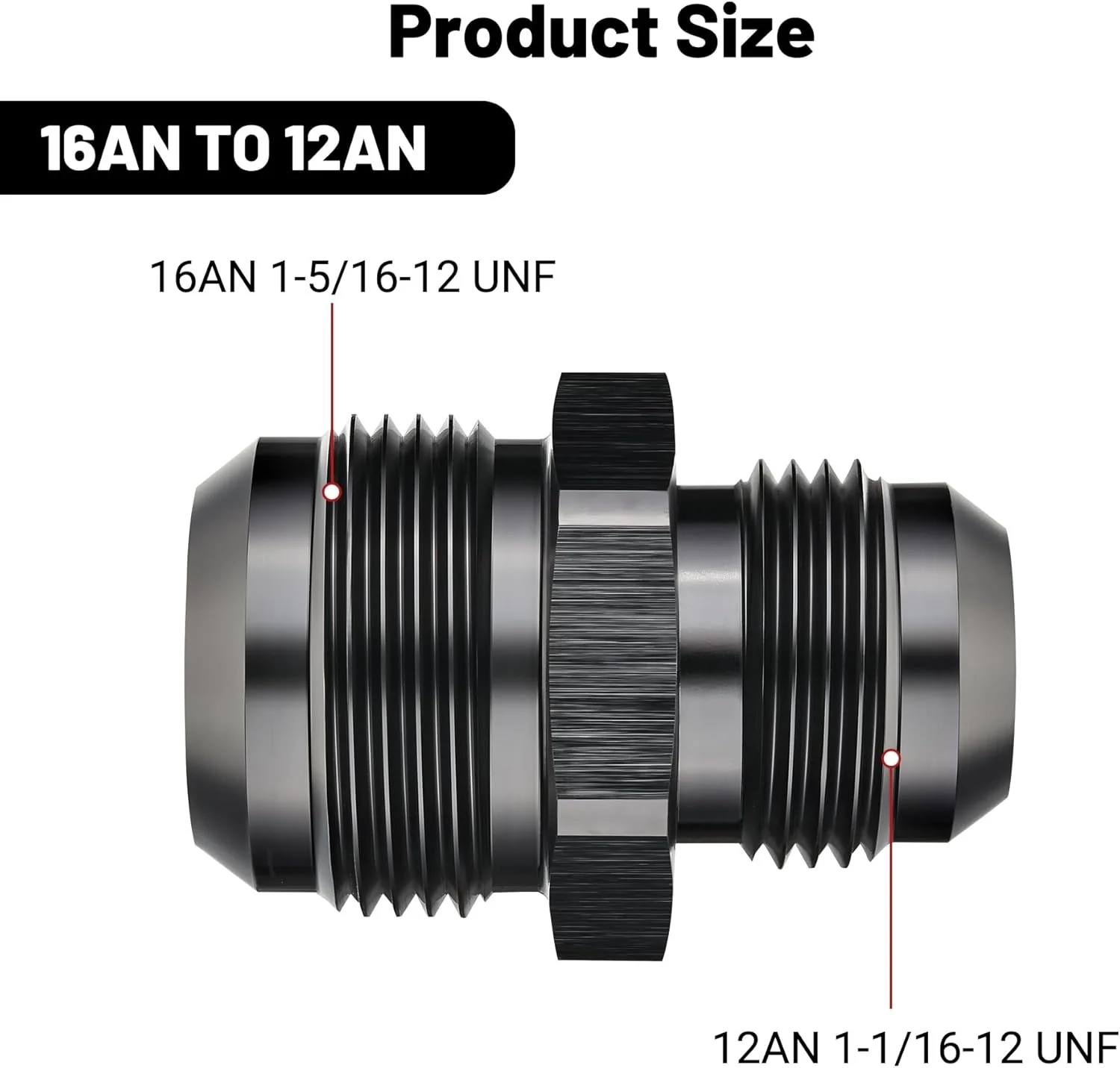 EVIL ENERGY AN Male to AN Male Flare Coupler Union Straight Fuel Hose Adapter Fitting Black - Image 45