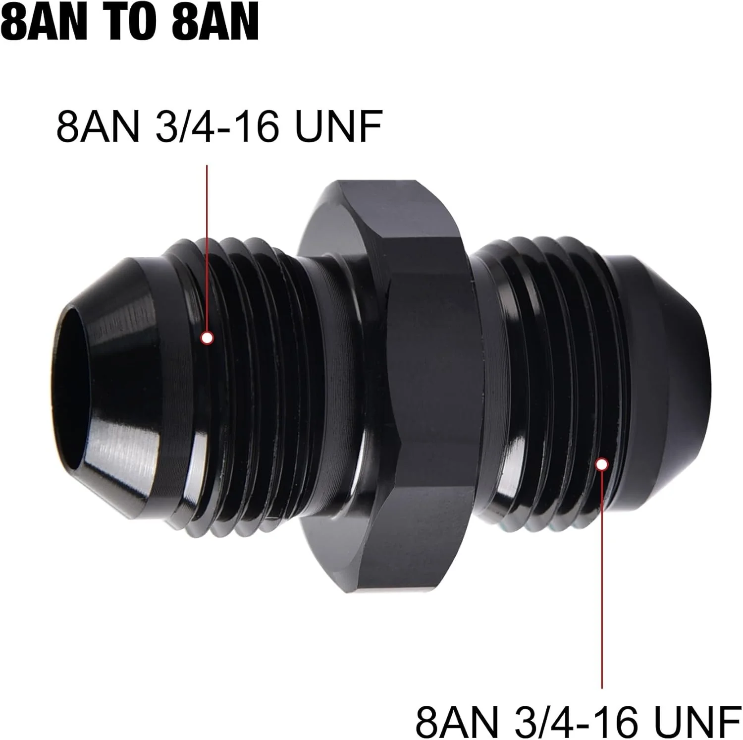 EVIL ENERGY AN Male to AN Male Flare Coupler Union Straight Fuel Hose Adapter Fitting Black - Image 49