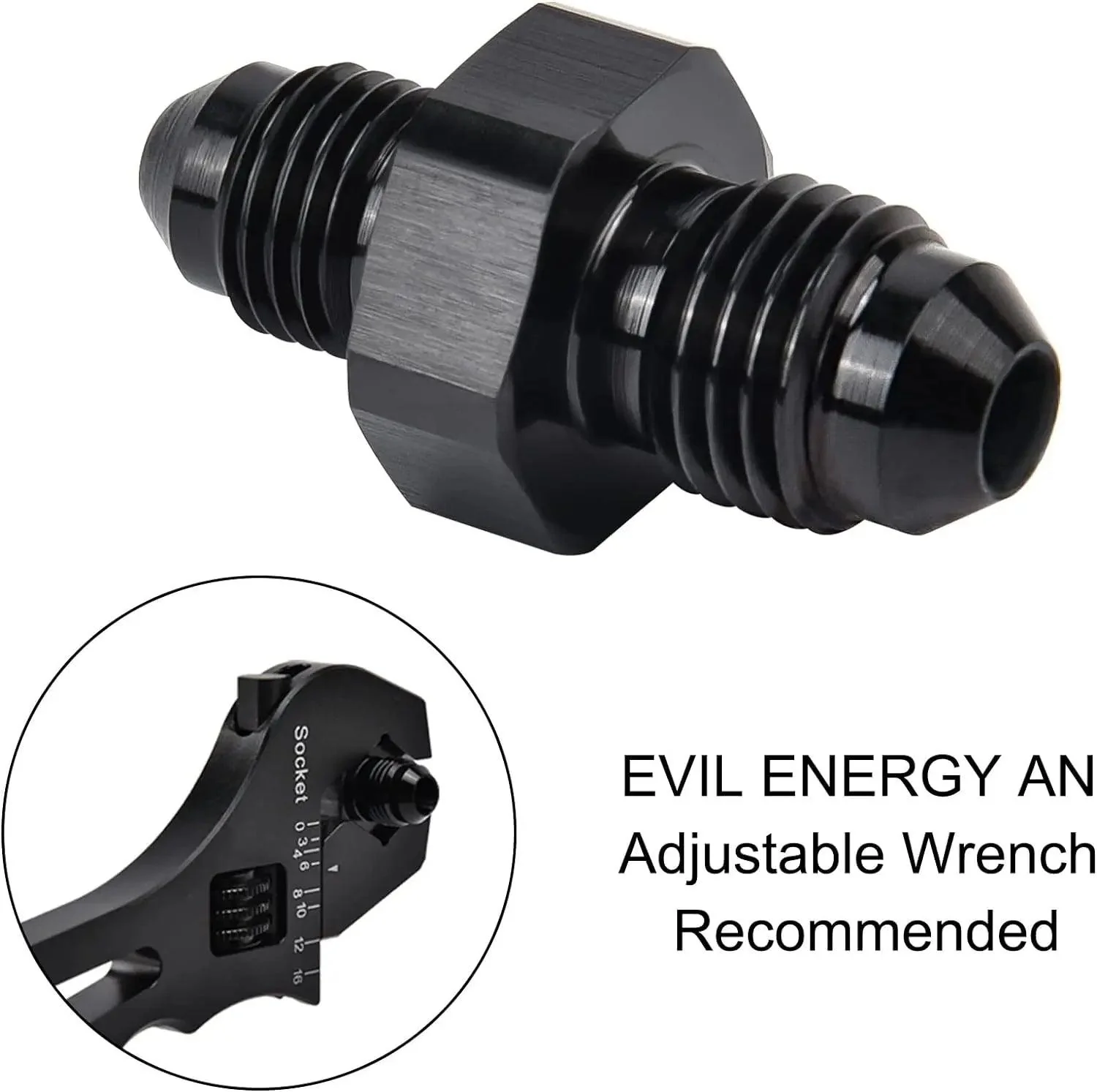 EVIL ENERGY AN Male to AN Male Flare Coupler Union Straight Fuel Hose Adapter Fitting Black - Image 53