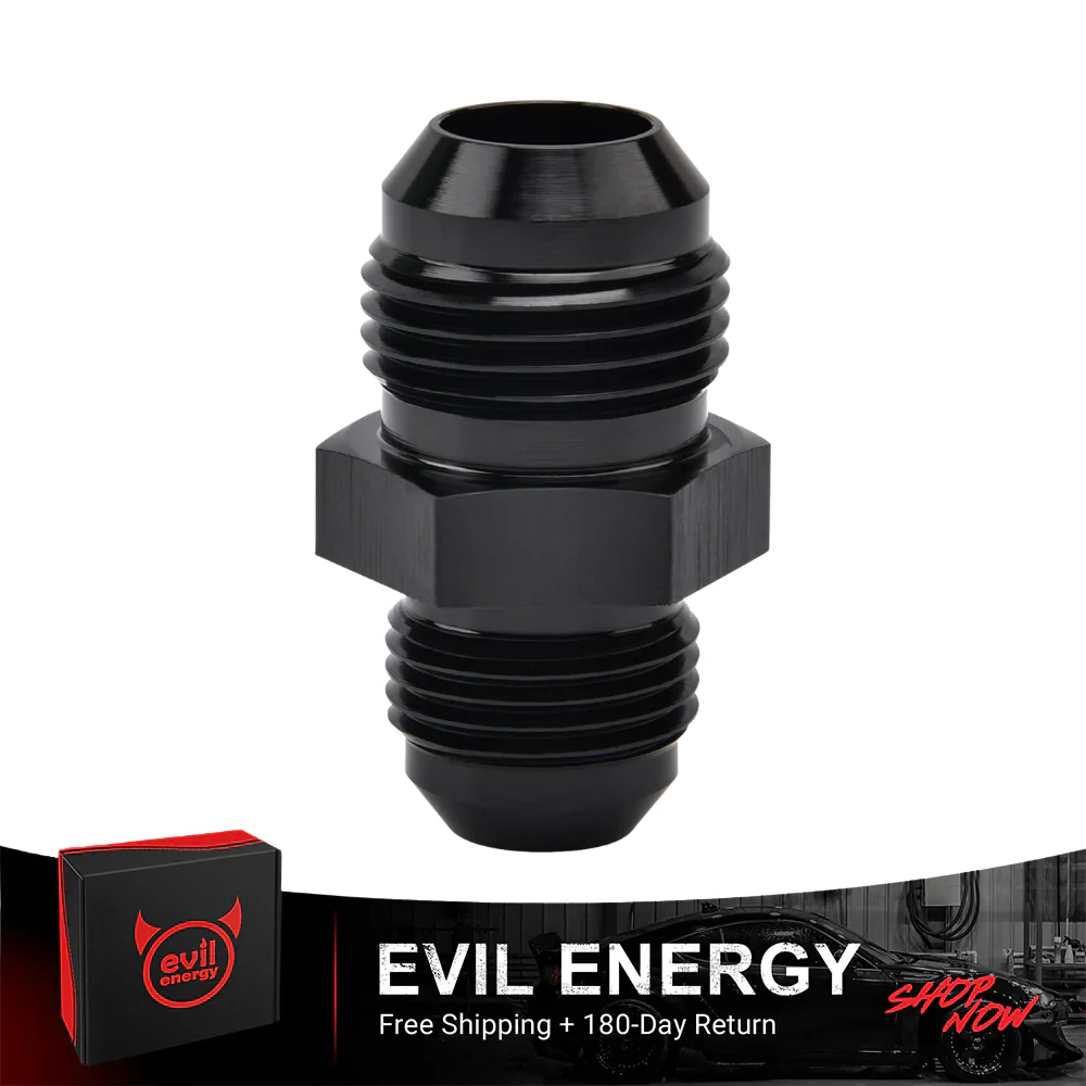 EVIL ENERGY AN Male to AN Male Flare Coupler Union Straight Fuel Hose Adapter Fitting Black - Image 7