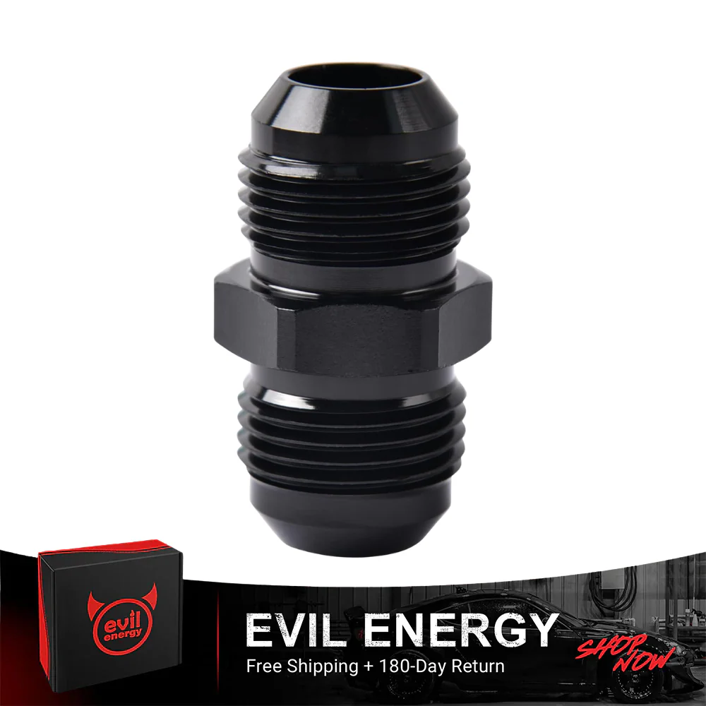EVIL ENERGY AN Male to AN Male Flare Coupler Union Straight Fuel Hose Adapter Fitting Black - Image 8