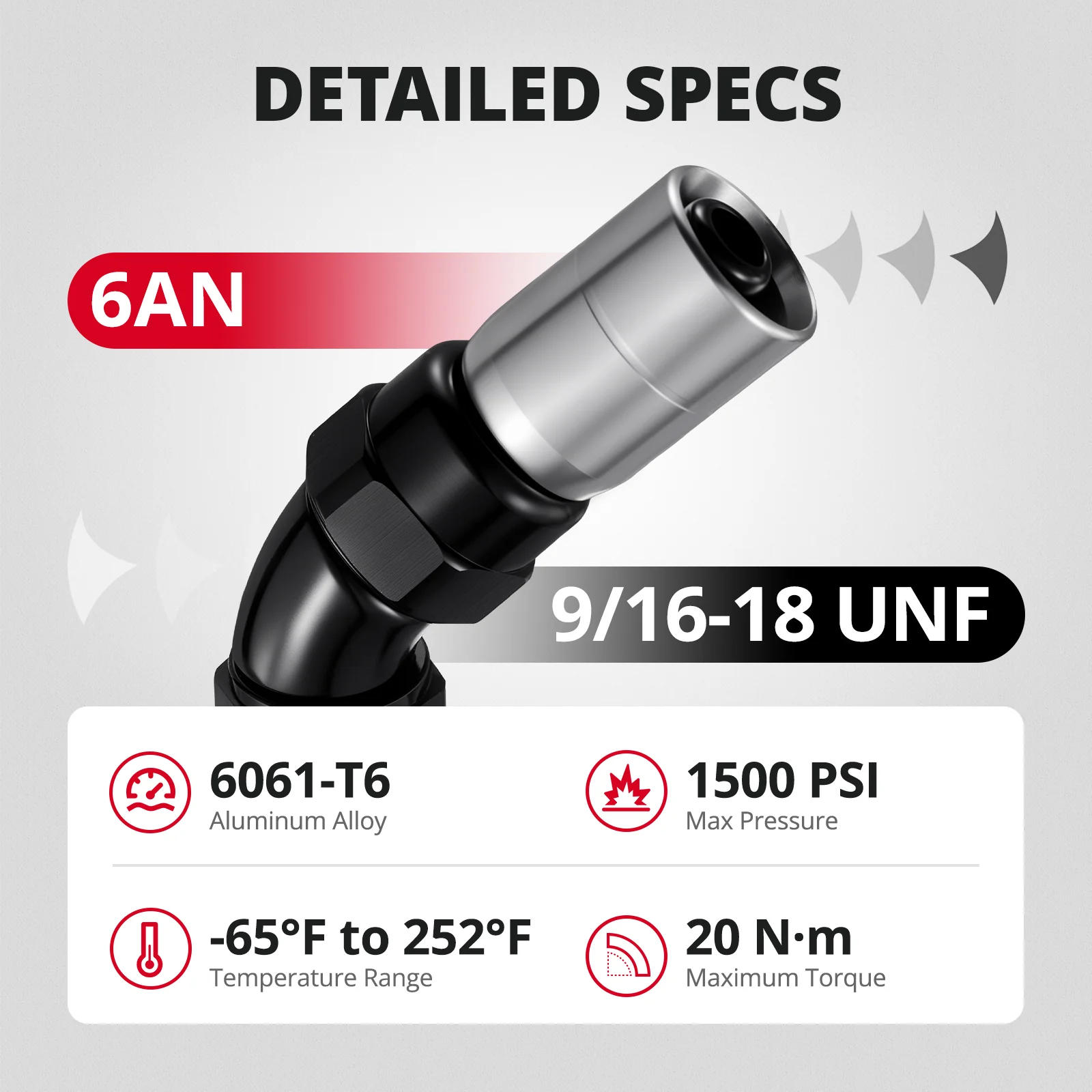 EVIL ENERGY AN Crimp Swivel Hose End Fitting Straight/45/90 Degree for CPE Braided Hose - Image 15