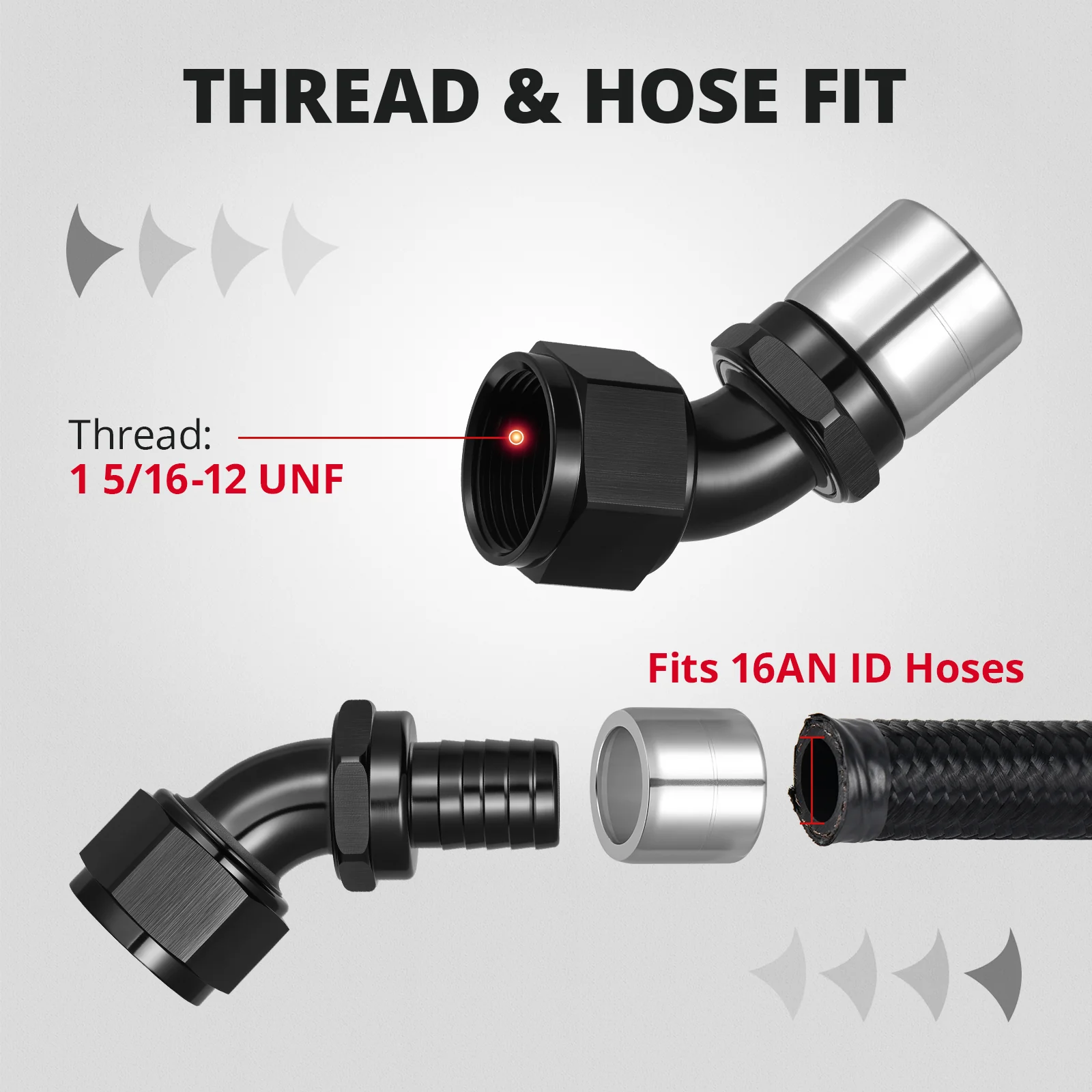 EVIL ENERGY AN Crimp Swivel Hose End Fitting Straight/45/90 Degree for CPE Braided Hose - Image 9