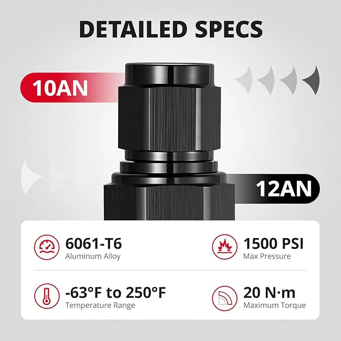 EVIL ENERGY AN Female to Female Swivel Coupler Union Fitting Aluminum Black - Image 7