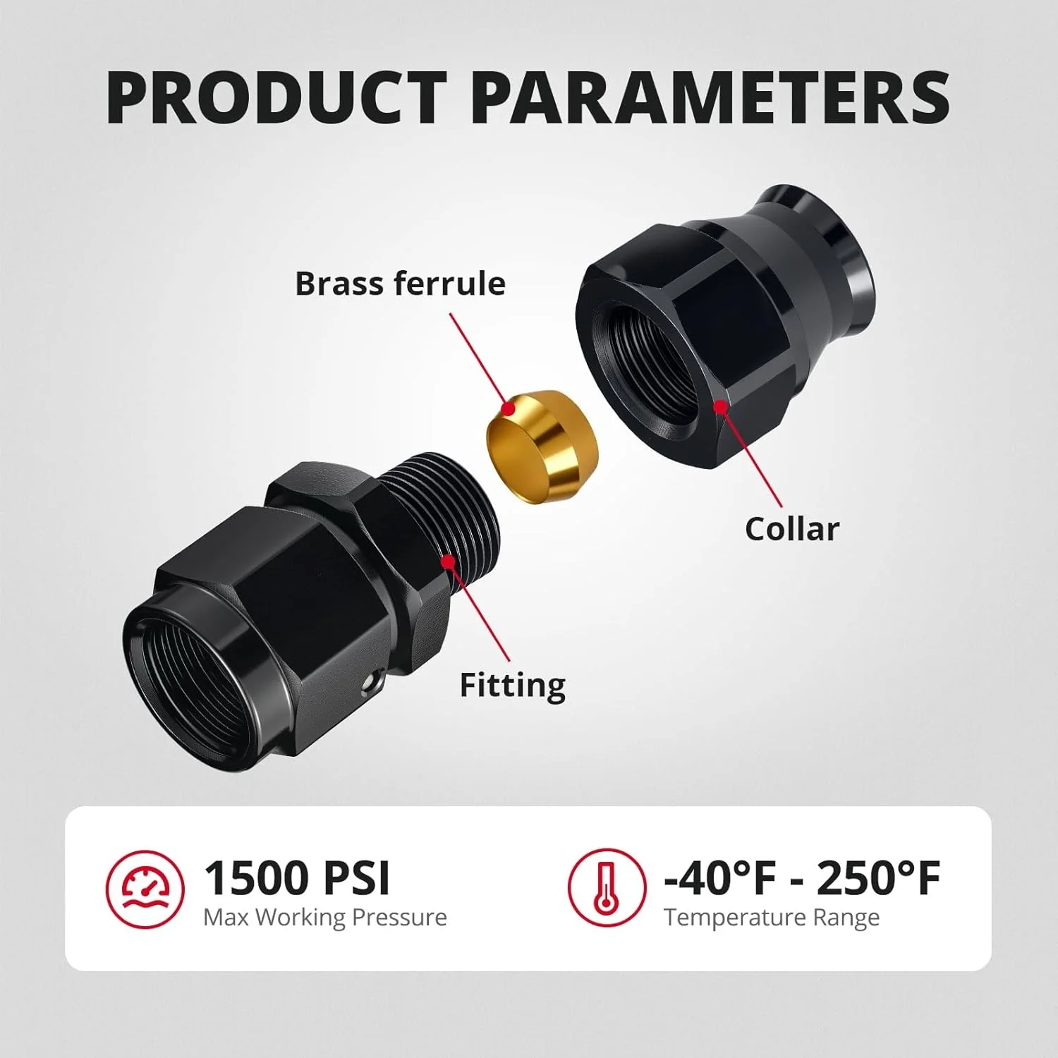 EVIL ENERGY AN Female Flare to Compression Hardline Fitting Aluminum Black - Image 9