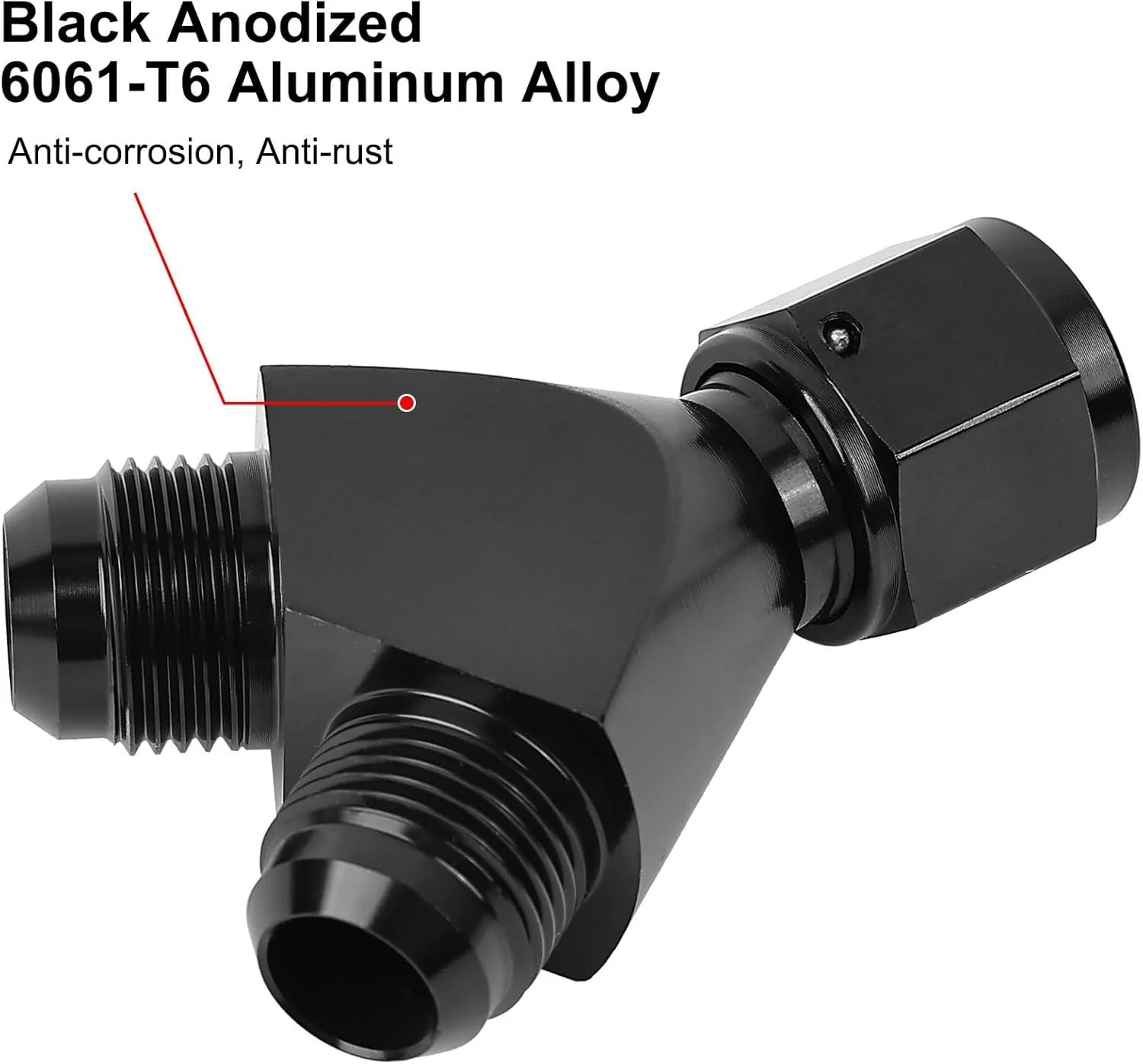 EVIL ENERGY AN Female to AN Male Flare Fitting Y Block Union Splitter Swivel Adapter Fitting Aluminum Black - Image 10