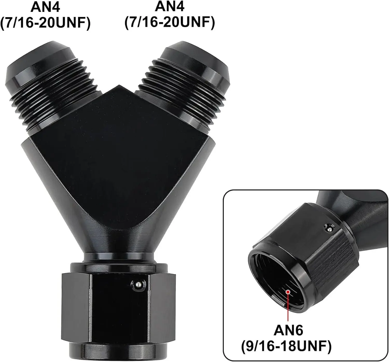 EVIL ENERGY AN Female to AN Male Flare Fitting Y Block Union Splitter Swivel Adapter Fitting Aluminum Black - Image 2