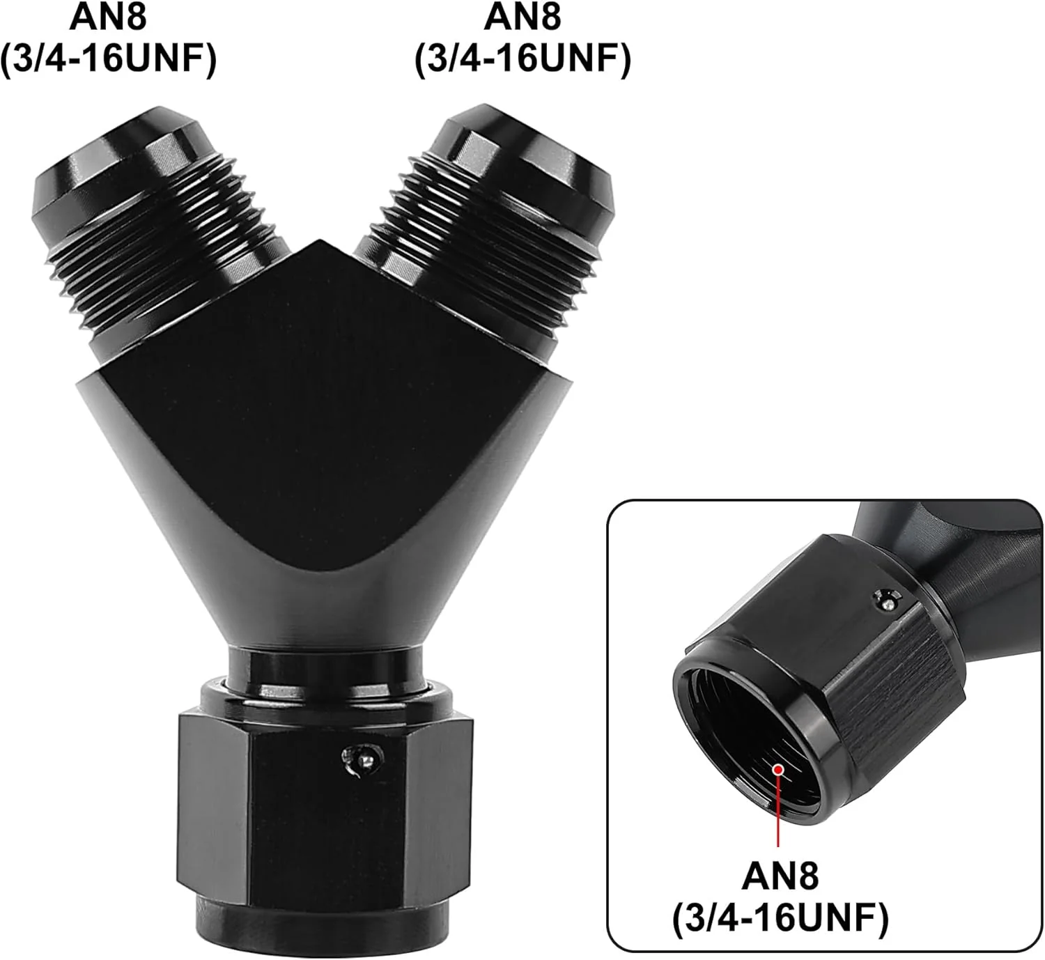 EVIL ENERGY AN Female to AN Male Flare Fitting Y Block Union Splitter Swivel Adapter Fitting Aluminum Black - Image 3