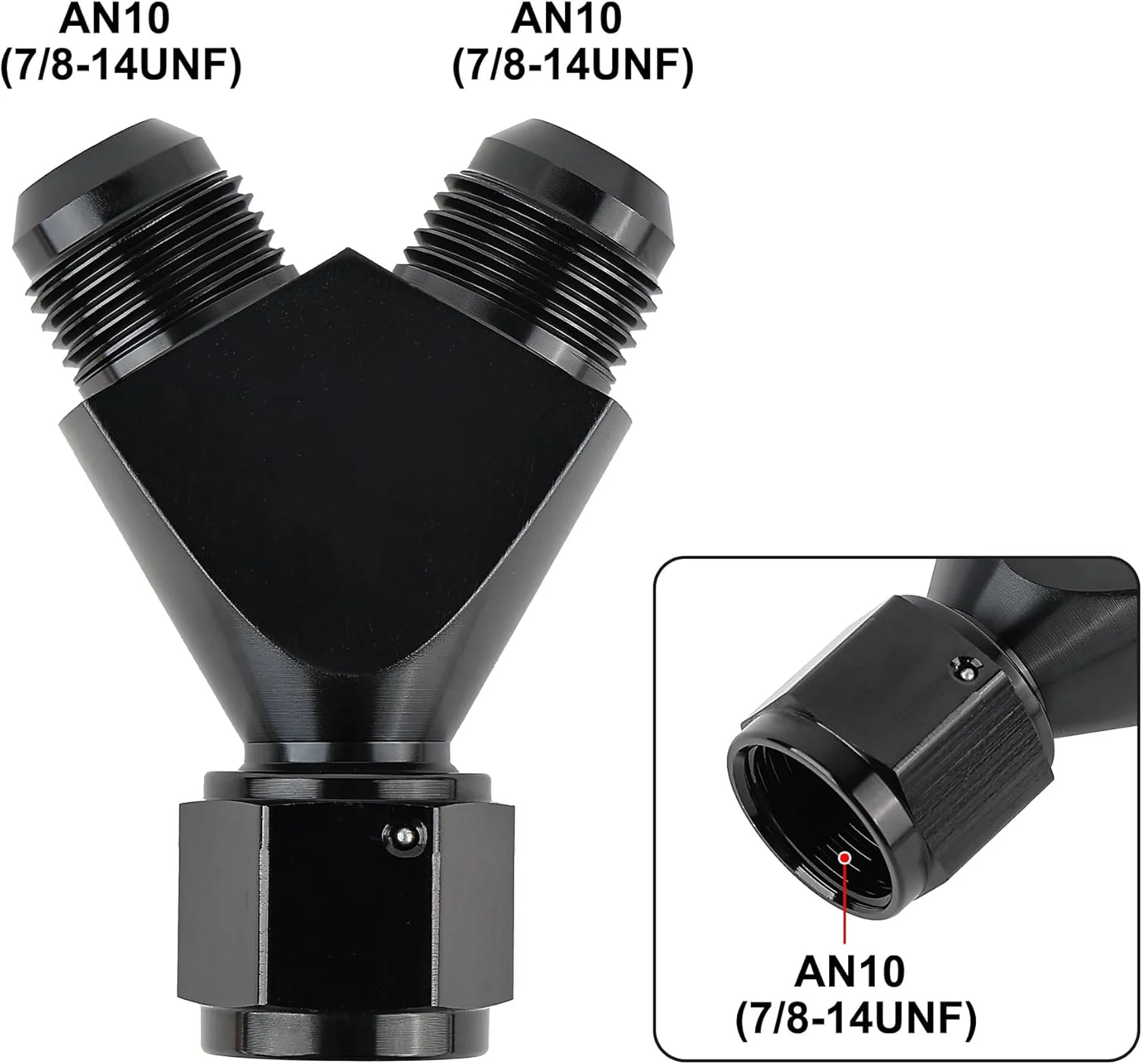 EVIL ENERGY AN Female to AN Male Flare Fitting Y Block Union Splitter Swivel Adapter Fitting Aluminum Black - Image 4