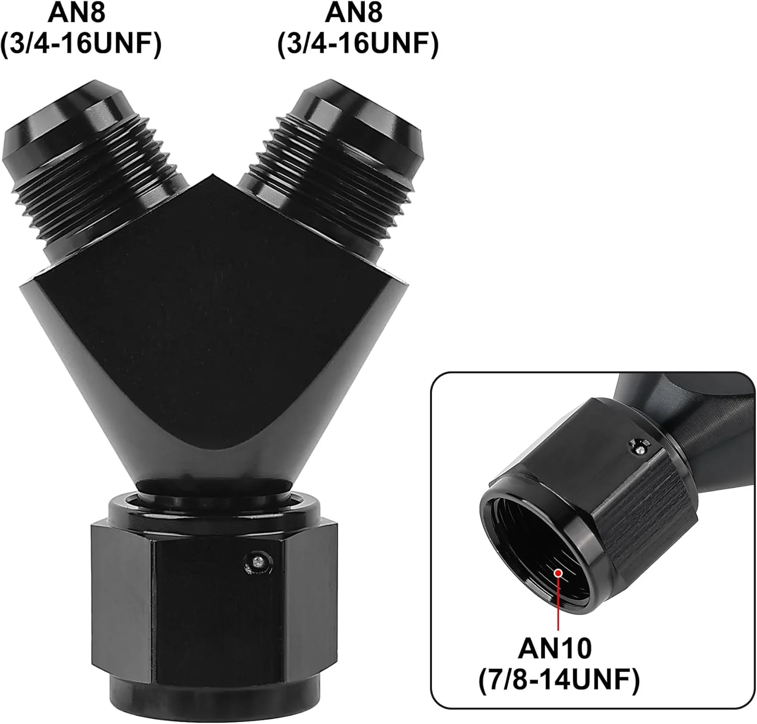EVIL ENERGY AN Female to AN Male Flare Fitting Y Block Union Splitter Swivel Adapter Fitting Aluminum Black - Image 5