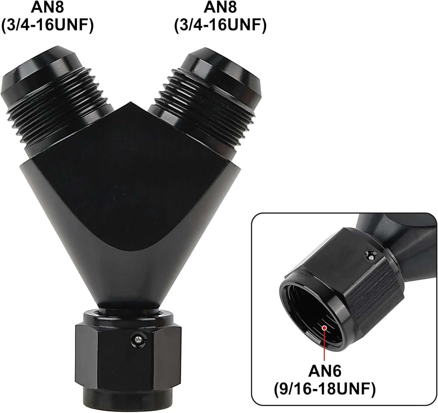 EVIL ENERGY AN Female to AN Male Flare Fitting Y Block Union Splitter Swivel Adapter Fitting Aluminum Black - Image 6