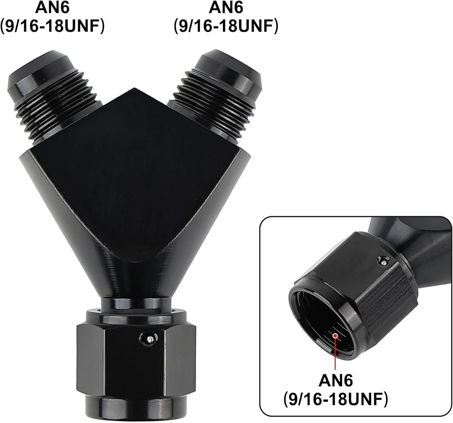 EVIL ENERGY AN Female to AN Male Flare Fitting Y Block Union Splitter Swivel Adapter Fitting Aluminum Black - Image 7