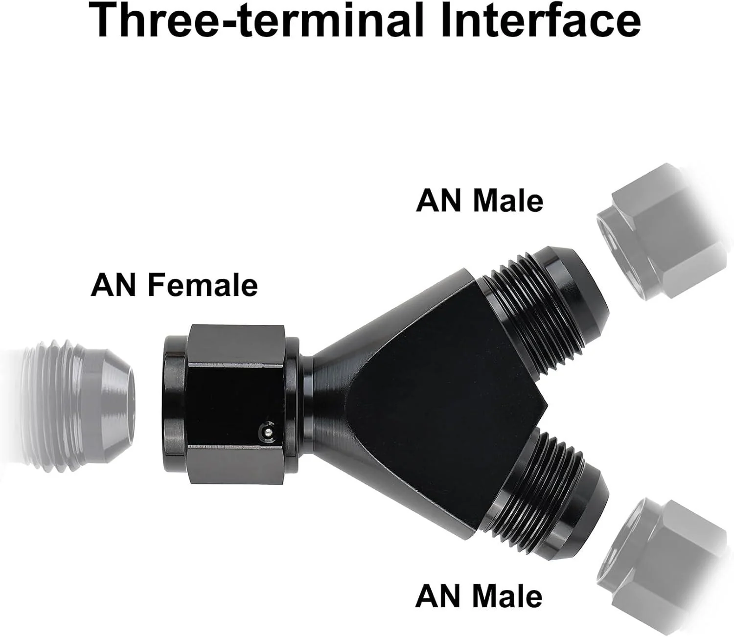 EVIL ENERGY AN Female to AN Male Flare Fitting Y Block Union Splitter Swivel Adapter Fitting Aluminum Black - Image 8