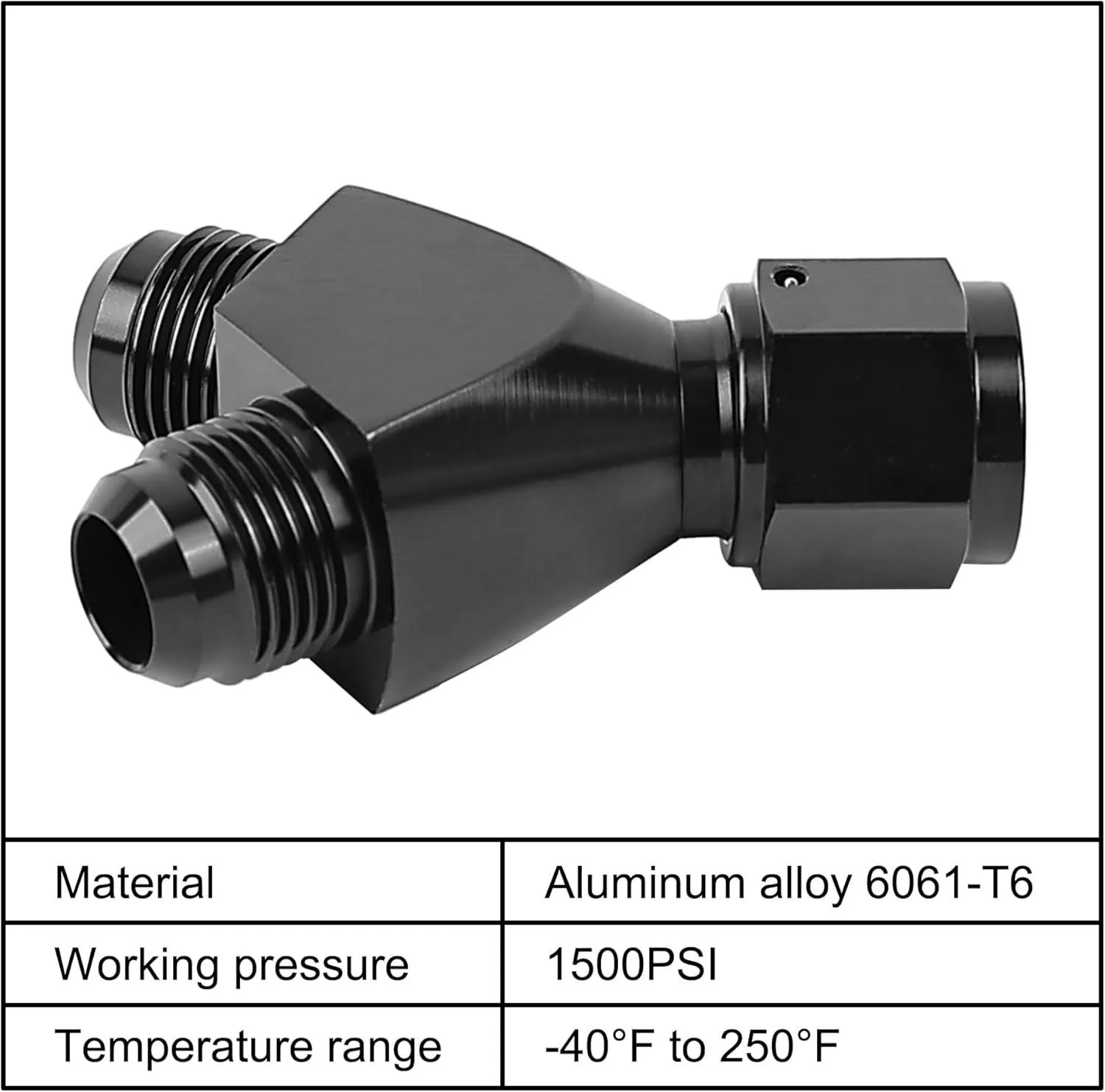EVIL ENERGY AN Female to AN Male Flare Fitting Y Block Union Splitter Swivel Adapter Fitting Aluminum Black - Image 9