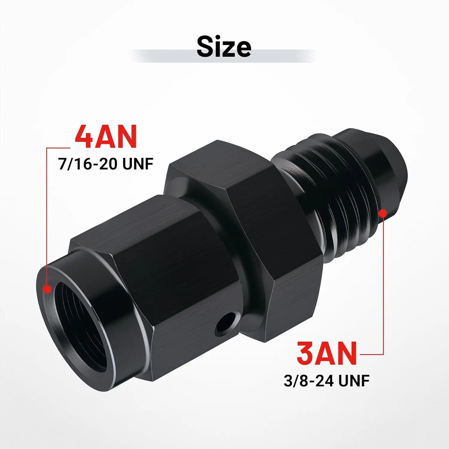 EVIL ENERGY AN Female Swivel to AN Male Flare Expander Fitting Adapter 6061 T6 Aluminum Black - Image 3