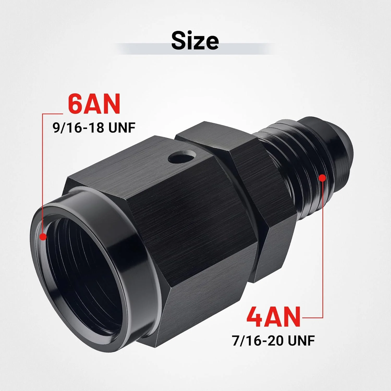 EVIL ENERGY AN Female Swivel to AN Male Flare Expander Fitting Adapter 6061 T6 Aluminum Black - Image 4