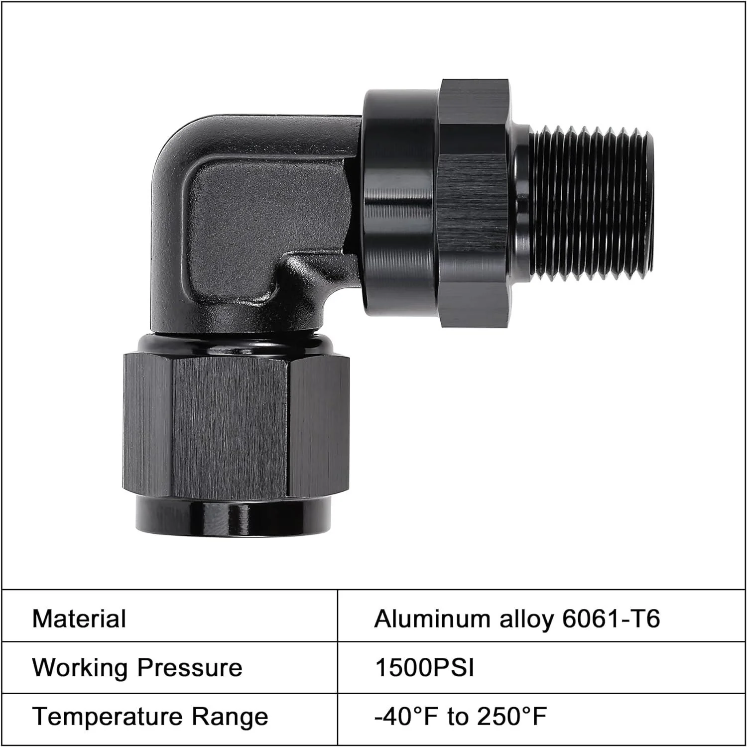 EVIL ENERGY AN Female to NPT Pipe Swivel 90 Degree Fitting Adapter - Image 2