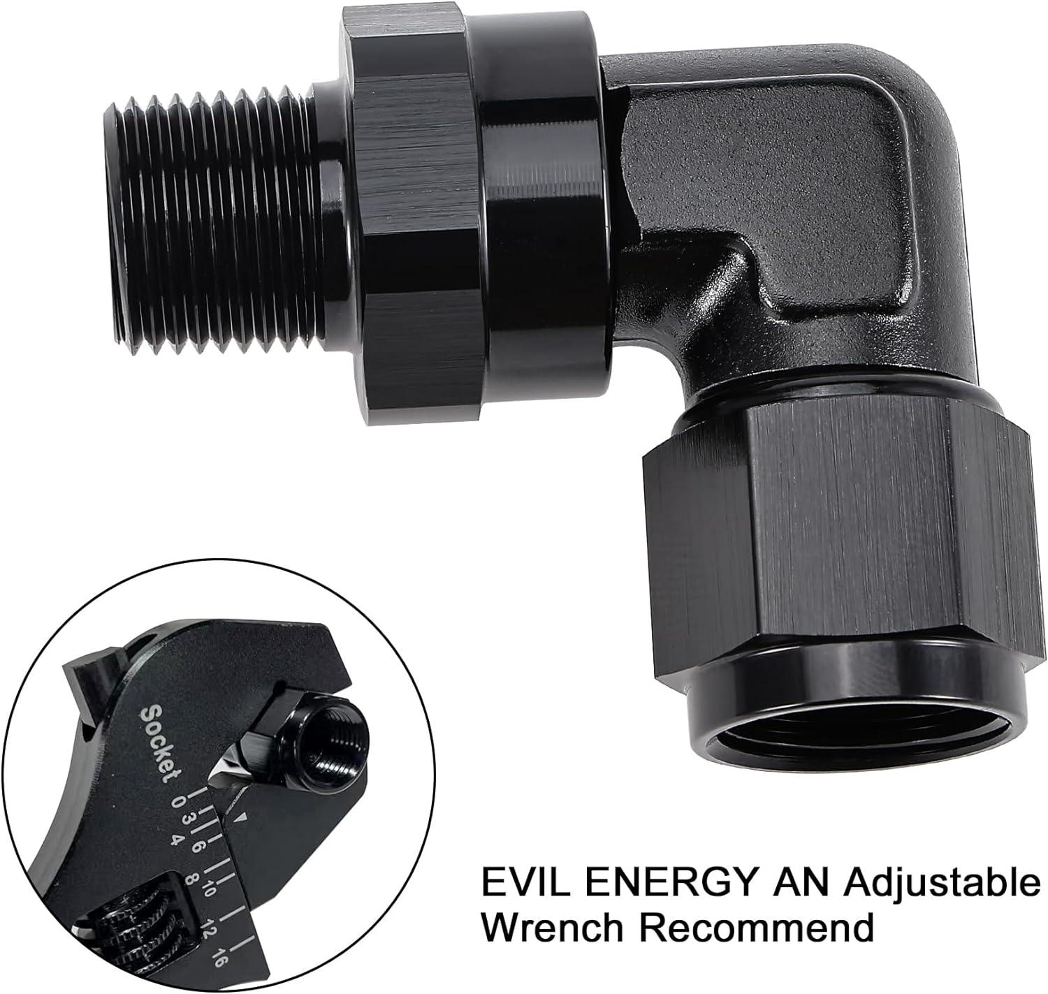 EVIL ENERGY AN Female to NPT Pipe Swivel 90 Degree Fitting Adapter - Image 3