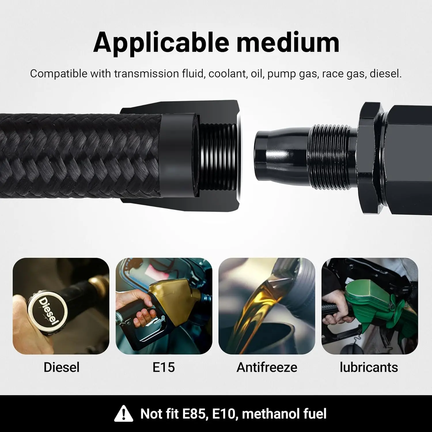 EVIL ENERGY AN Fuel Line Kit 4/6/8/10/12AN, 16/20FT Nylon Braided CPE Hose with 12PCS Fittings Kit - Image 24