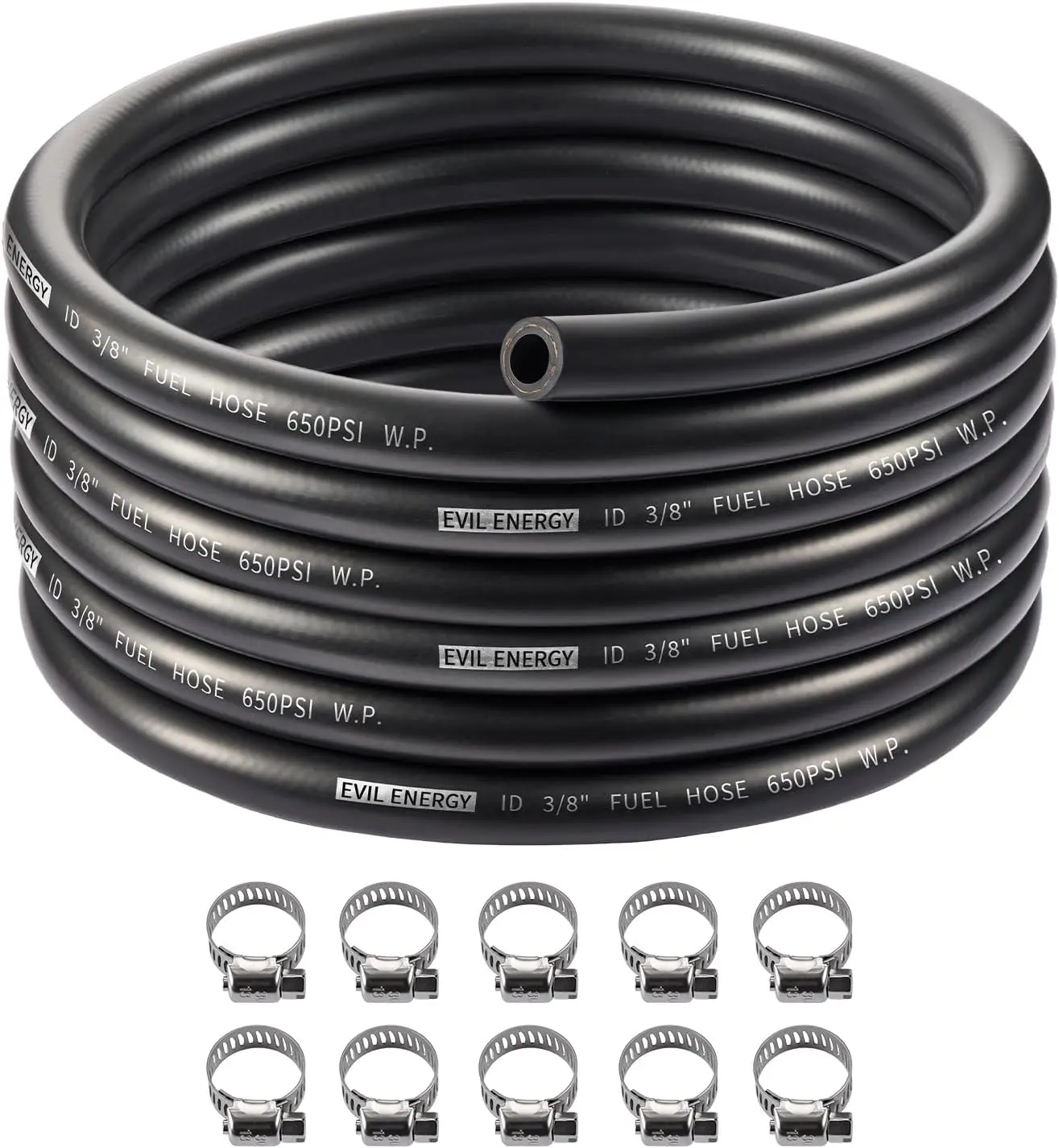 EVIL ENERGY AN Fuel Line Kit,4AN 1/4 inch / 5AN 5/16 inch / 6AN 3/8 inch Push Lock Rubber Fuel Hose 10/20FT with Hose Clamps - Image 4