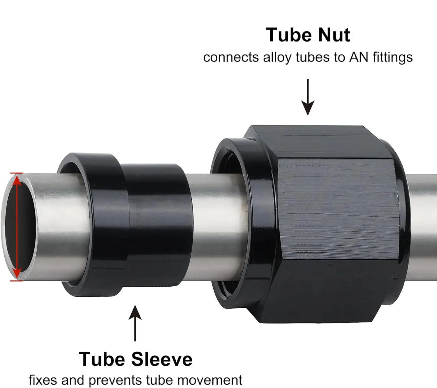 EVIL ENERGY AN Female Hardline Tube Nut & Sleeve Fitting For Alloy Tubing 2PCS - Image 5