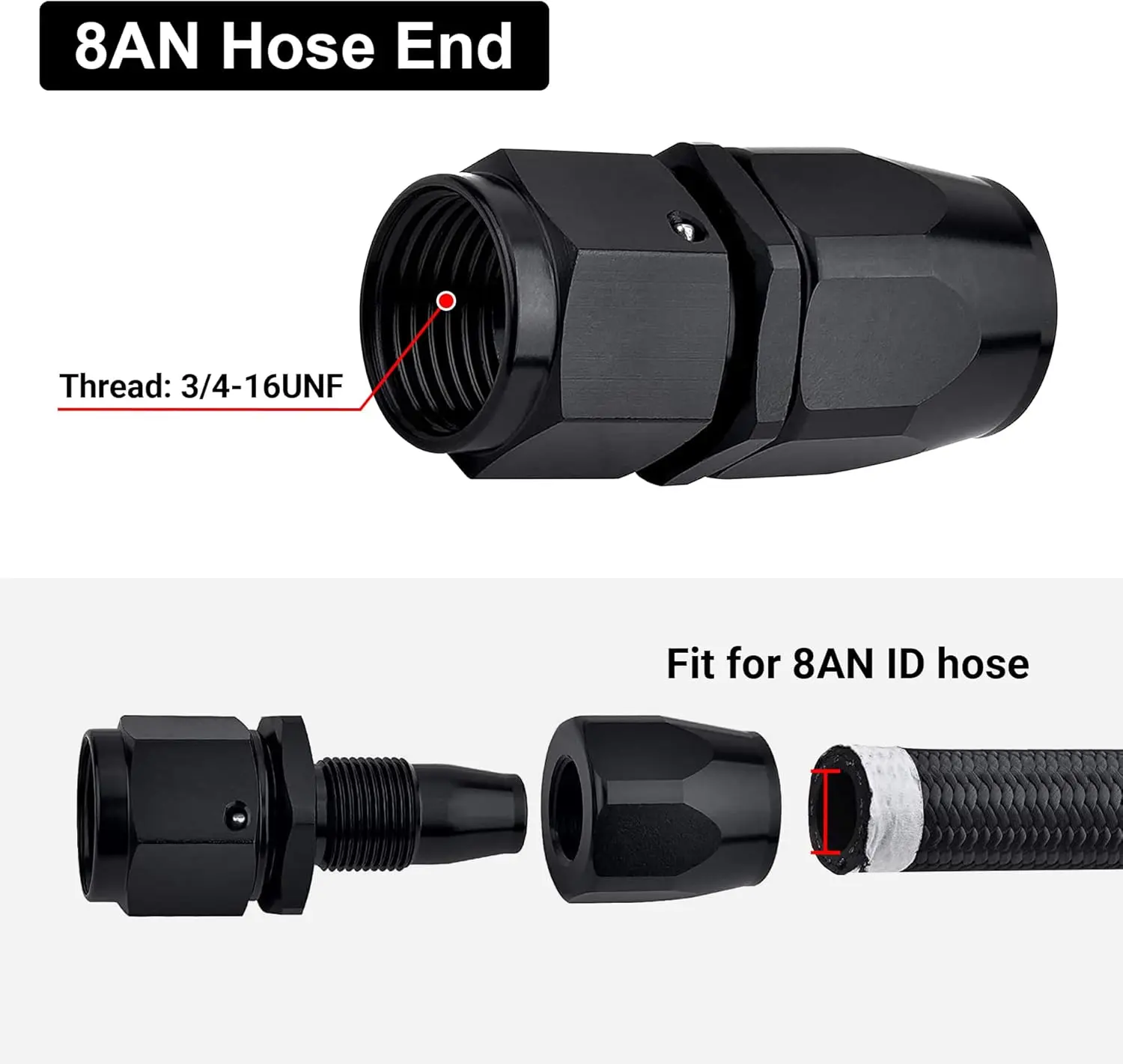 EVIL ENERGY 6/8/10AN Hose End Fitting Kit & AN Male to Male Coupler Union Kit with Hose Separator Clamp - Image 3