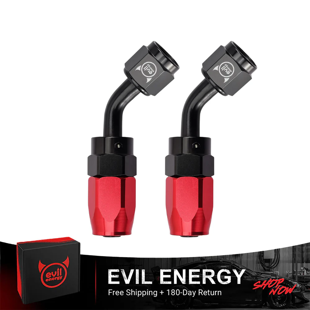 EVIL ENERGY AN Hose End Fitting Red&Black Swivel Aluminum (4/6/8/10/12AN) - Image 5