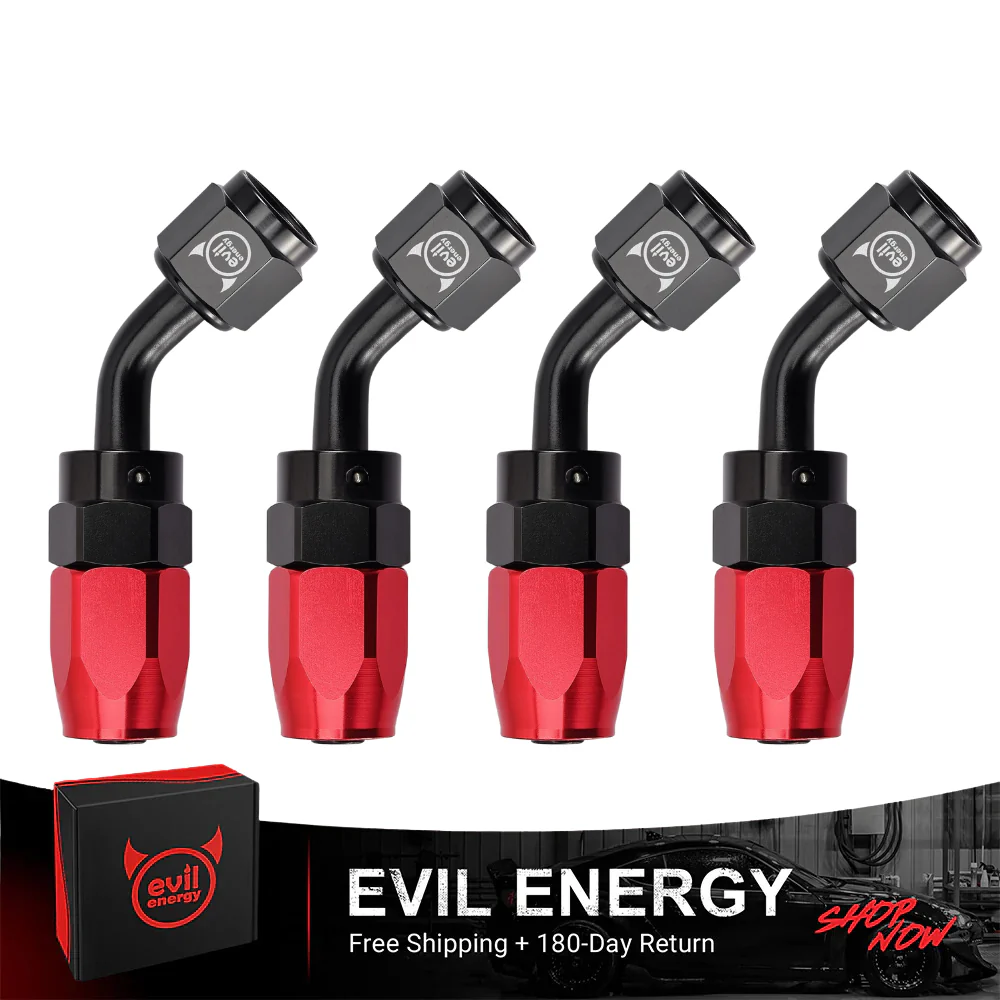 EVIL ENERGY AN Hose End Fitting Red&Black Swivel Aluminum (4/6/8/10/12AN) - Image 6