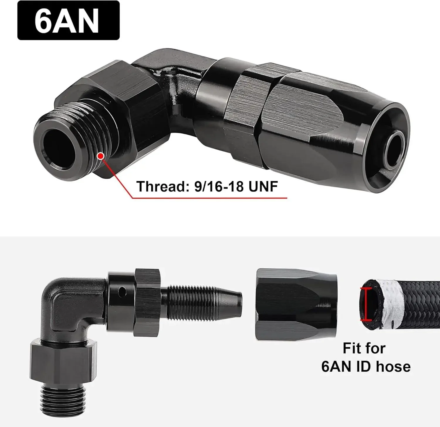 EVIL ENERGY AN Hose End to AN ORB 90 Degree Fitting Swivel for CPE Braided Hose - Image 2