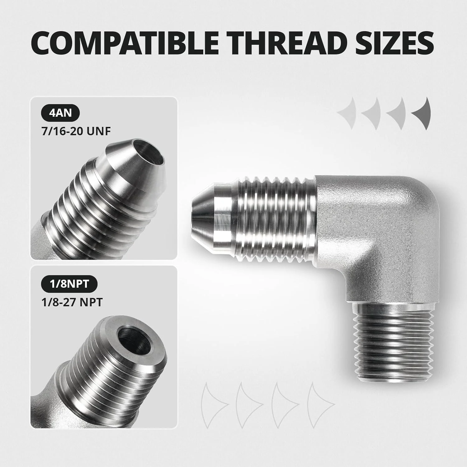 EVIL ENERGY AN Male Flare to NPT Pipe Fitting Adapter Stainless Steel Straight/90 Degree - Image 8