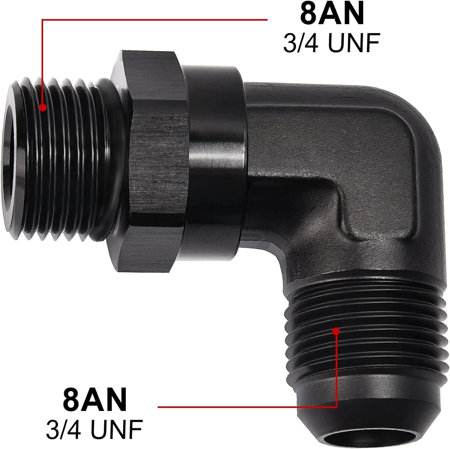 EVIL ENERGY 6/8/10/12/16AN Flare to AN ORB Male Swivel Adapter Fitting 90 Degree Black - Image 11