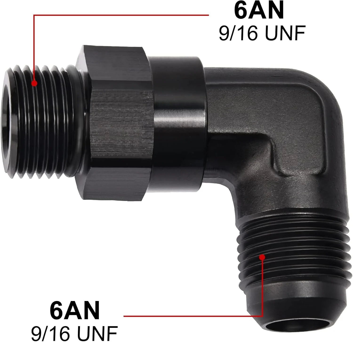 EVIL ENERGY 6/8/10/12/16AN Flare to AN ORB Male Swivel Adapter Fitting 90 Degree Black - Image 16