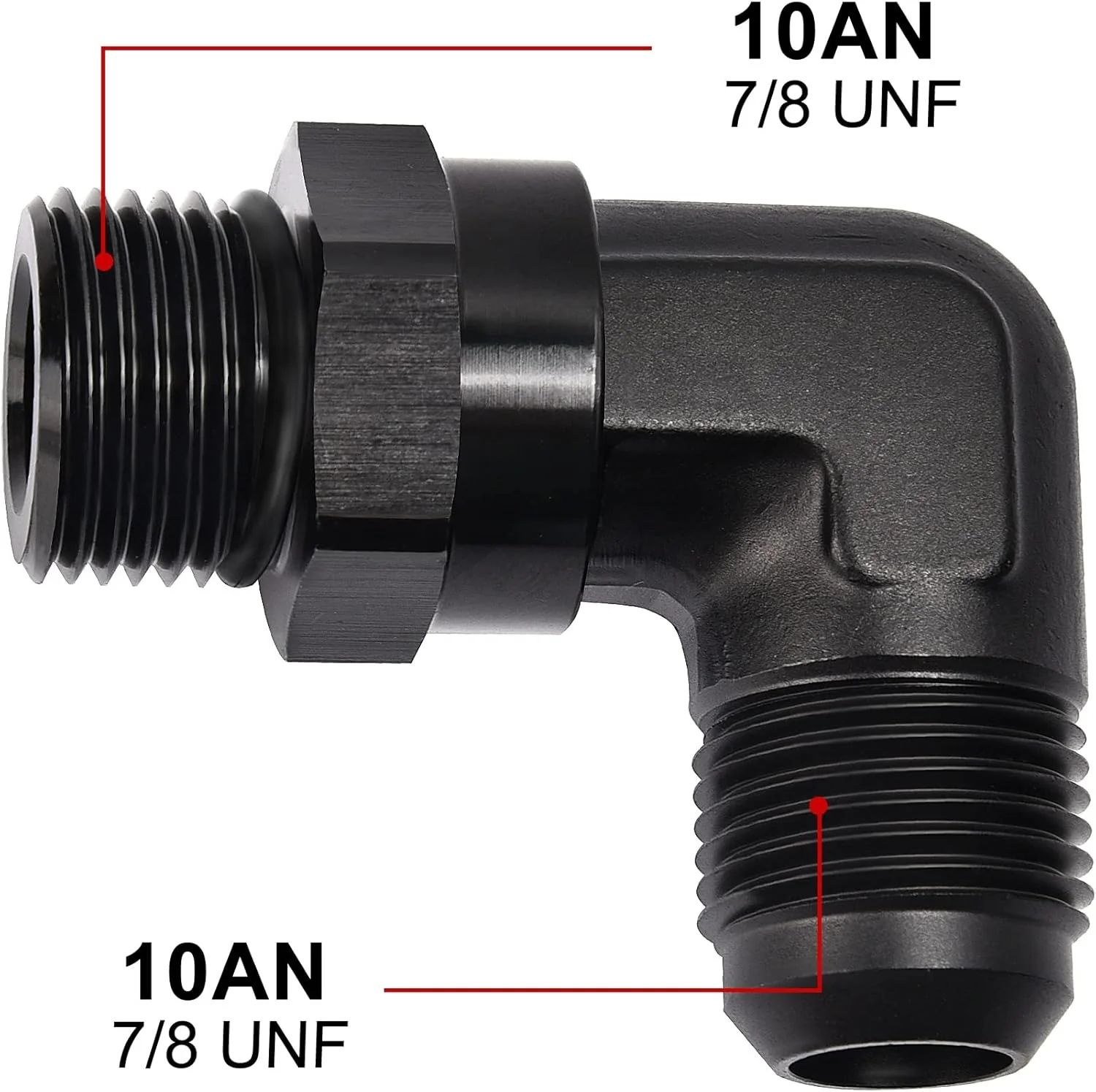 EVIL ENERGY 6/8/10/12/16AN Flare to AN ORB Male Swivel Adapter Fitting 90 Degree Black - Image 17
