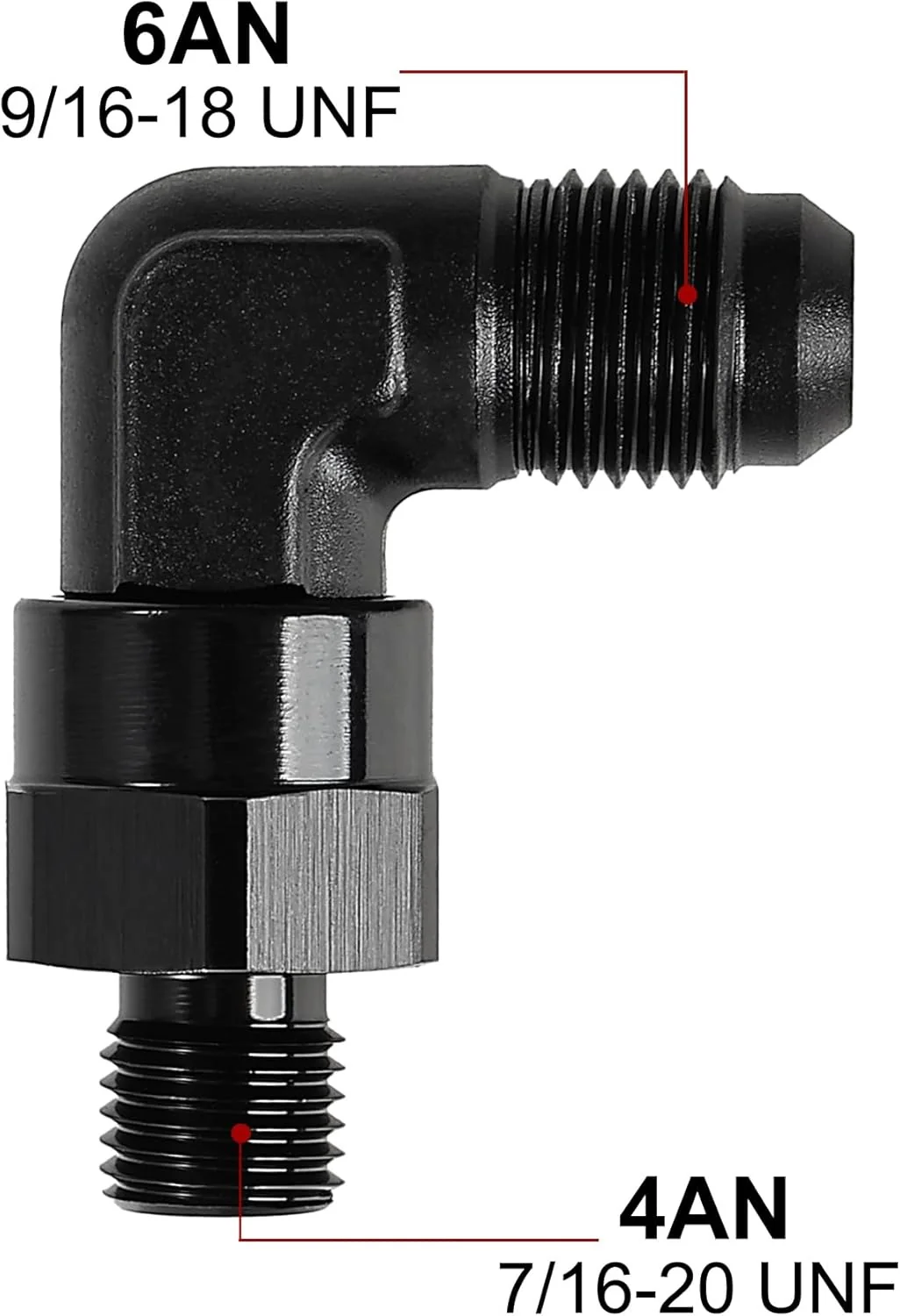EVIL ENERGY 6/8/10/12/16AN Flare to AN ORB Male Swivel Adapter Fitting 90 Degree Black - Image 18