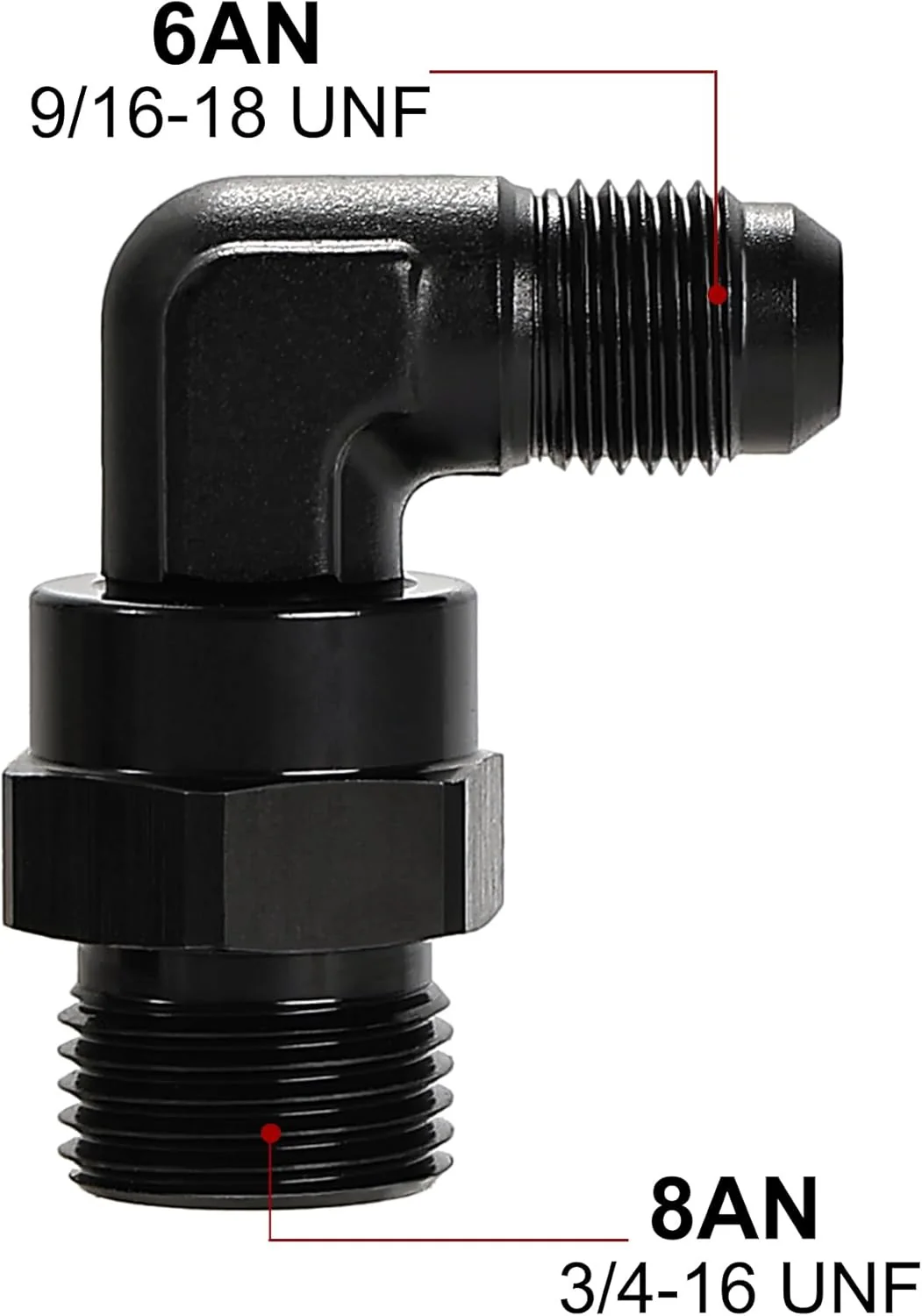 EVIL ENERGY 6/8/10/12/16AN Flare to AN ORB Male Swivel Adapter Fitting 90 Degree Black - Image 21