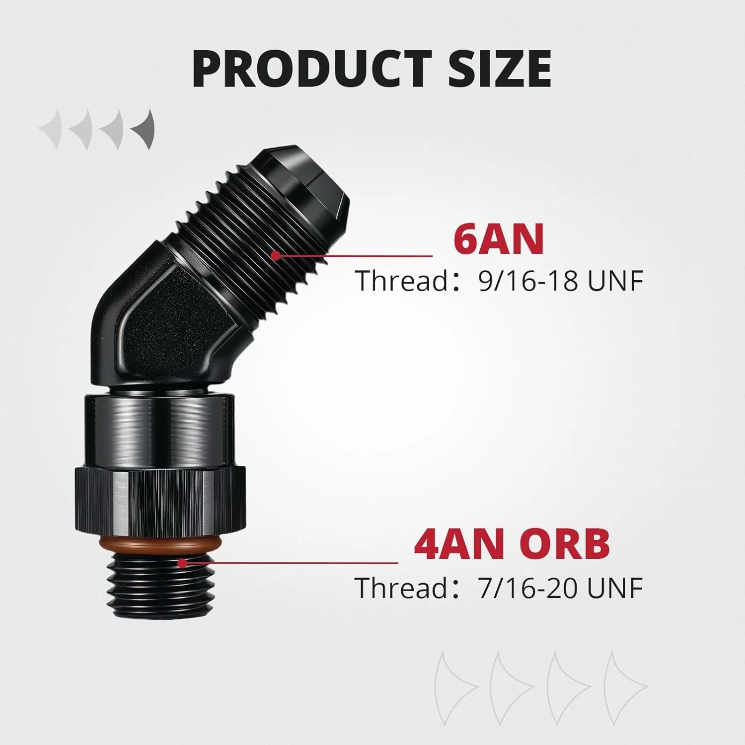 EVIL ENERGY 6/8/10/12/16AN Flare to AN ORB Male Swivel Adapter Fitting 90 Degree Black - Image 3