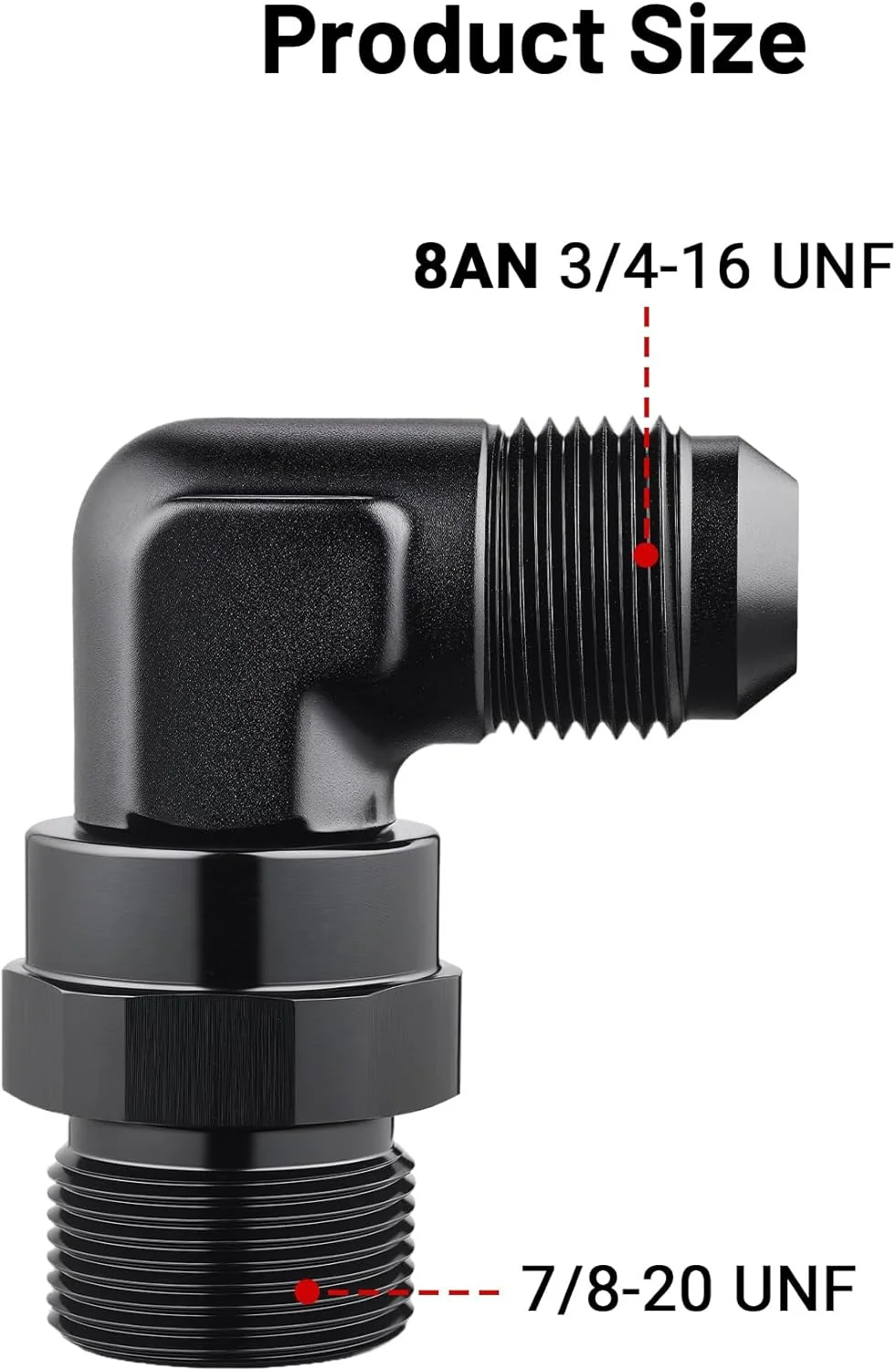 EVIL ENERGY 6/8/10/12/16AN Flare to AN ORB Male Swivel Adapter Fitting 90 Degree Black - Image 4