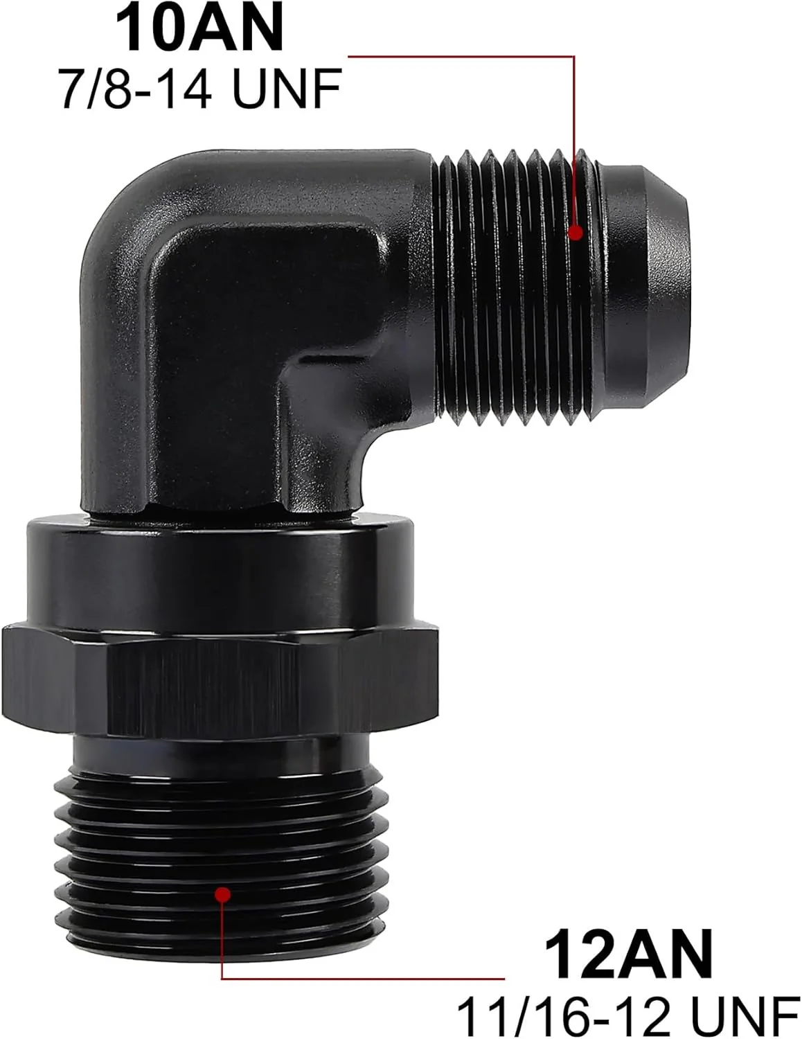 EVIL ENERGY 6/8/10/12/16AN Flare to AN ORB Male Swivel Adapter Fitting 90 Degree Black - Image 6