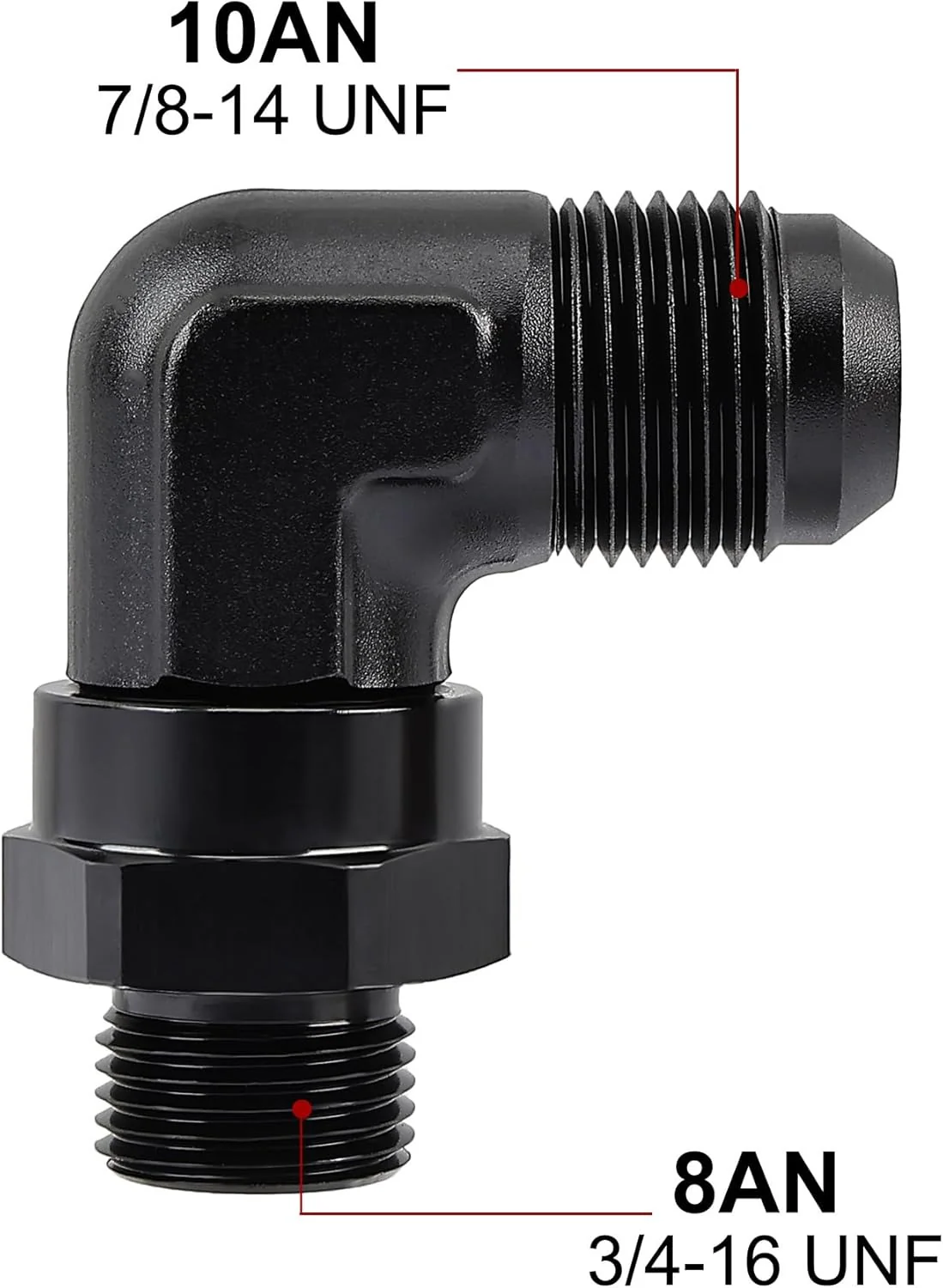 EVIL ENERGY 6/8/10/12/16AN Flare to AN ORB Male Swivel Adapter Fitting 90 Degree Black - Image 8